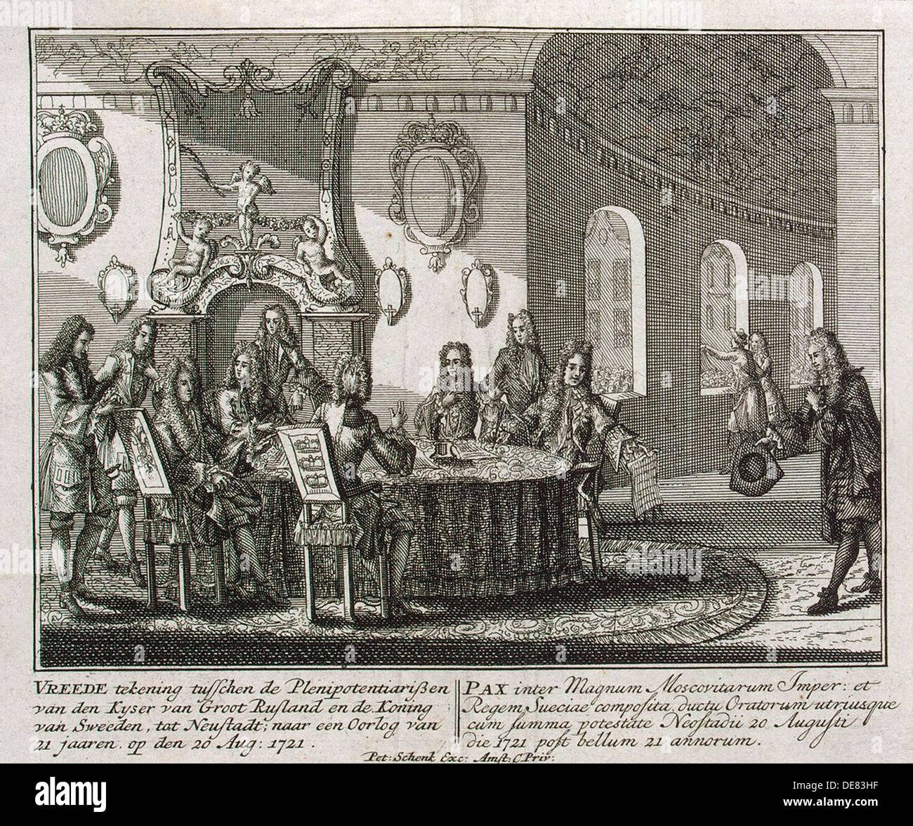 Abschluss des Friedensvertrages von Nystad am 20. August 1721. Stockfoto