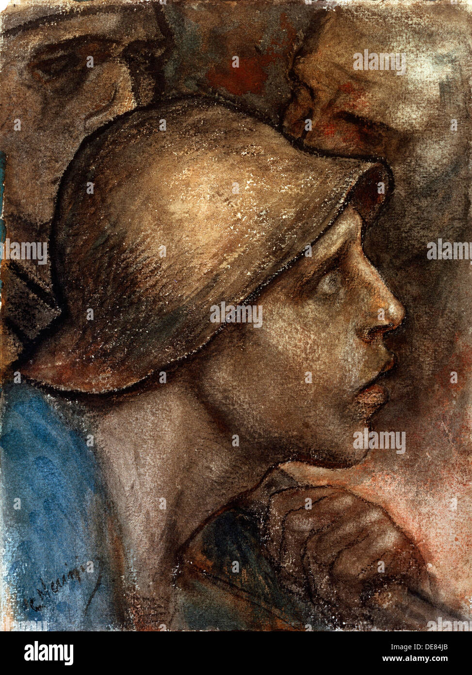 "Kopf eines Arbeitnehmers", 19. oder frühen 20. Jahrhundert. Künstler: Constantin Émile Meunier Stockfoto