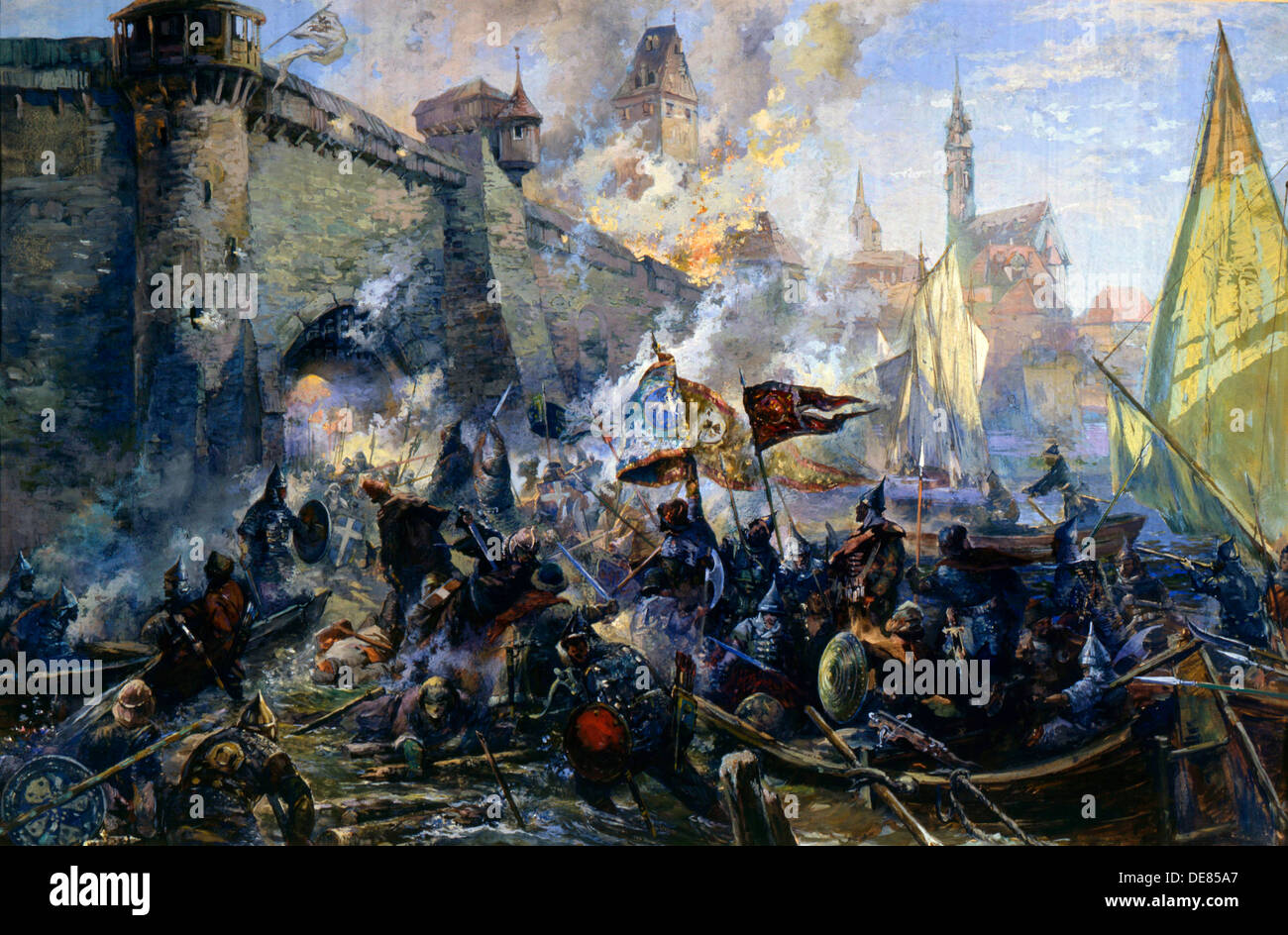 "Die russische Armee Erfassung Narva am 11 Mai 1558", 1956. Künstler: Alexander Blinkov Stockfoto