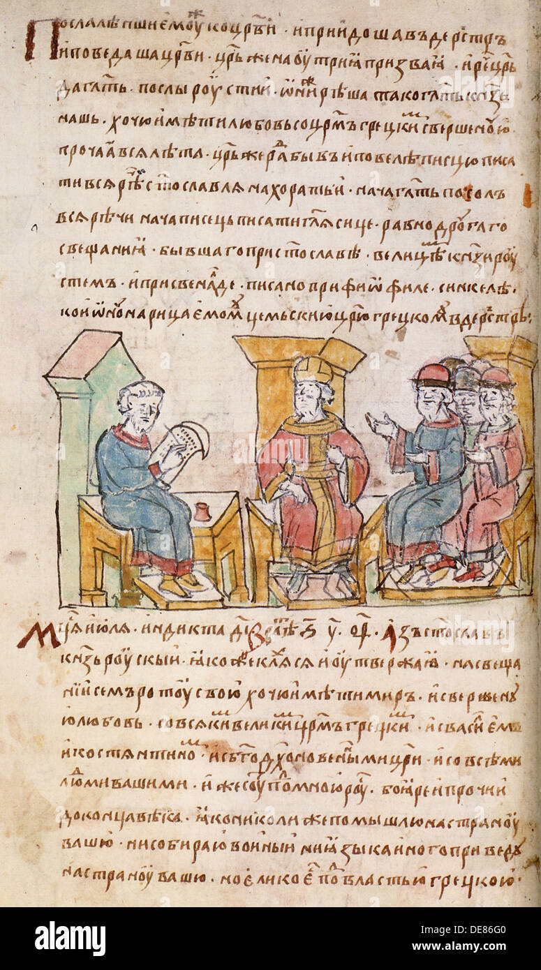 Kaiser Johannes Tzimiskes ich Treffen mit Botschaftern von Swjatoslaw I