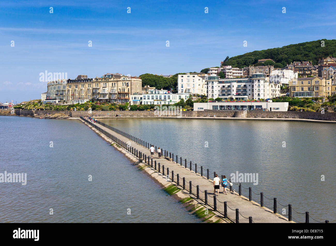 Marine-See direkt am Meer bei Weston-Super-Mare, Somerset, Großbritannien Stockfoto