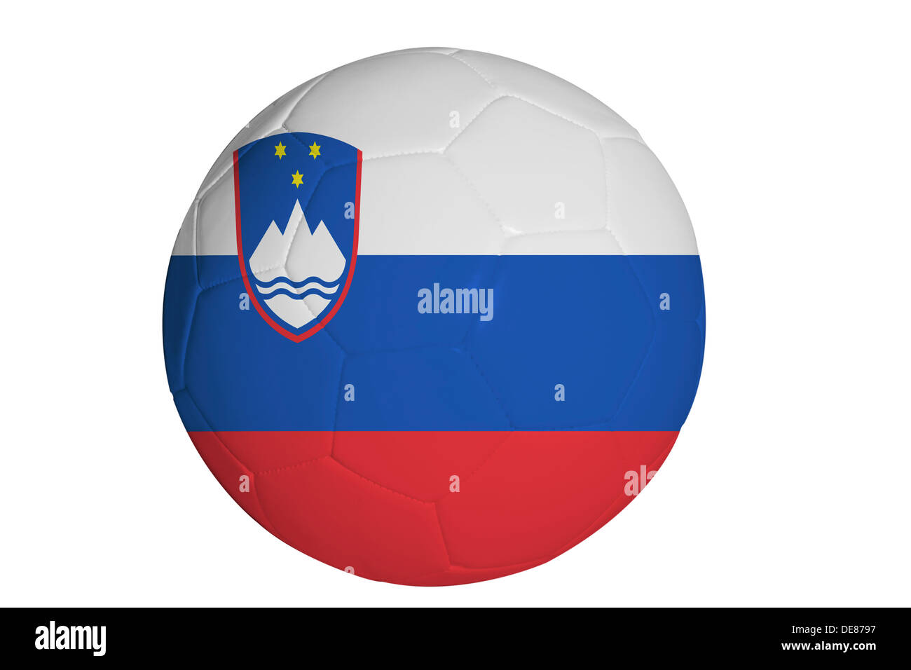 Slowenische Flagge Grafik auf Fußball Stockfoto
