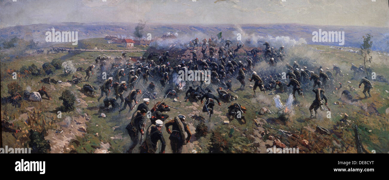 Schlacht von Gorni Dubnik am 24. Oktober 1877, 1914. Künstler: Grekov, Mitrofan Borissowitsch (1882-1934) Stockfoto