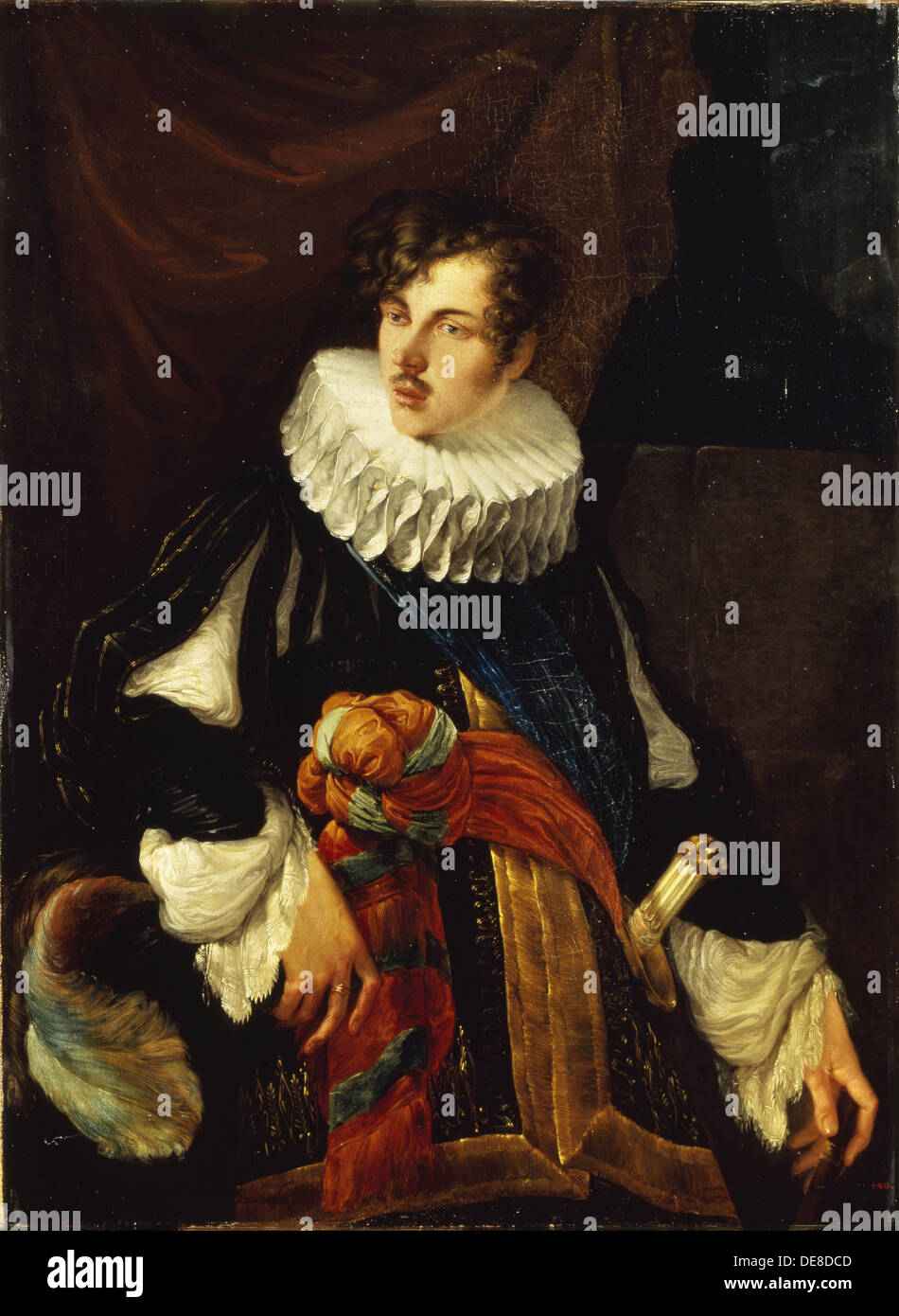 Porträt des Grafen Vasily Aleksejewitsch Perovsky (1794-1857) auf Spanisch Kostüm des 17. Jahrhunderts, 1809. Artist: Kiprensky, Orest Adamovich (1782-1836) Stockfoto