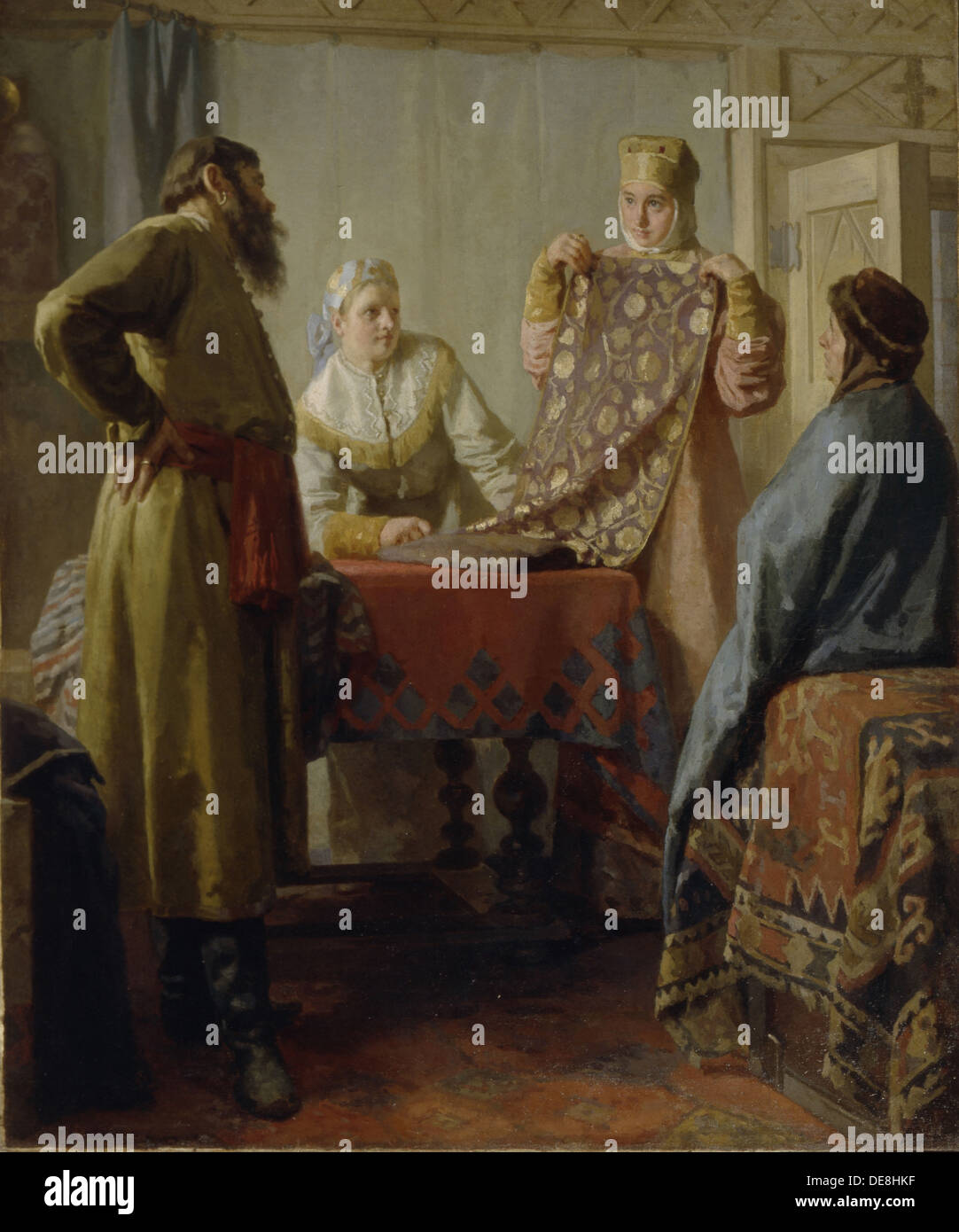 Szene aus dem Alltag des 17. Jahrhunderts, Mitte des 19. Jhs.. Künstler: Nevrev, Nikolai Wassiljewitsch (1830-1904) Stockfoto