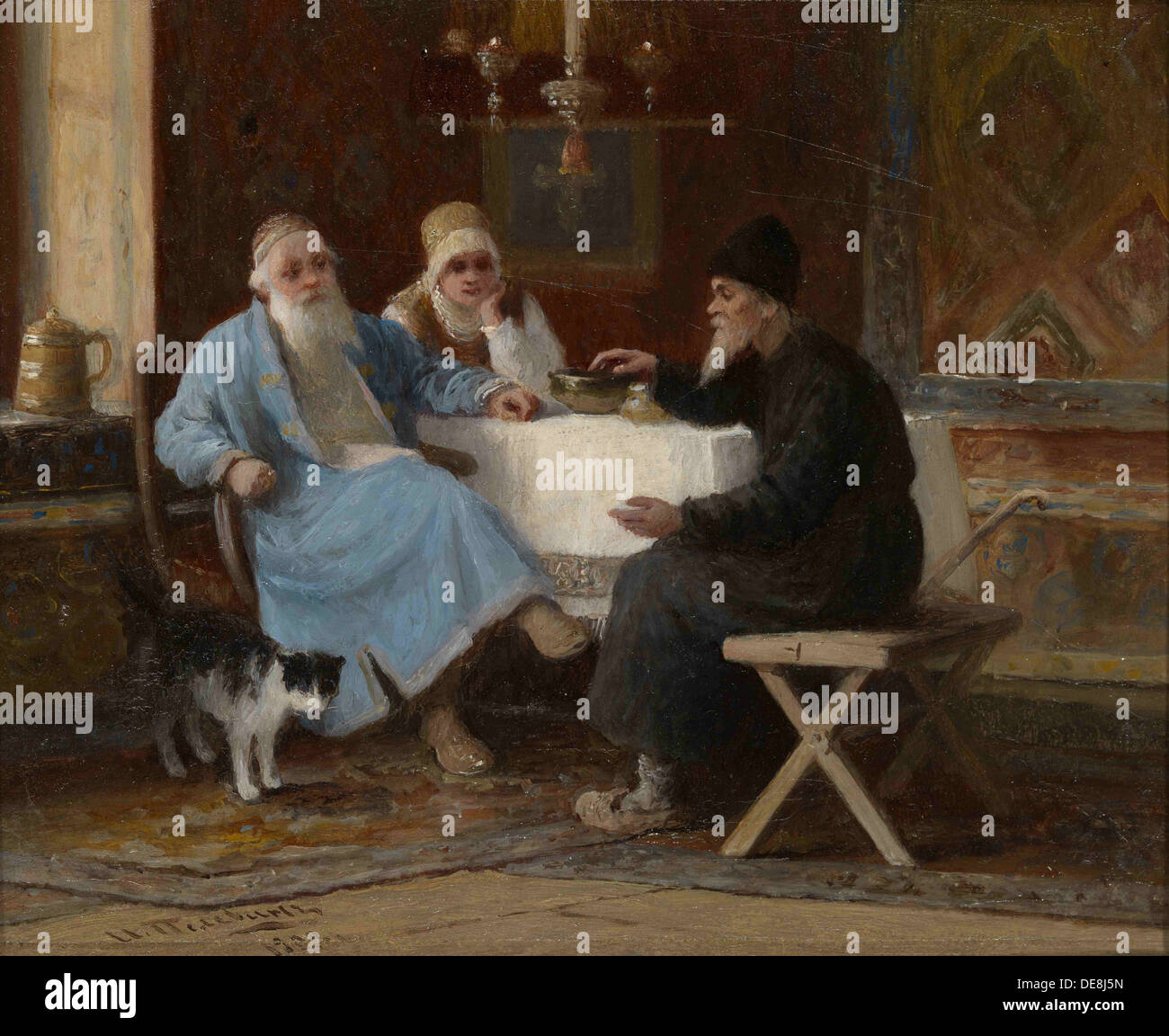 Gespräch, 1909. Künstler: Pelevin, Ivan Andrejewitsch (1840-1917) Stockfoto