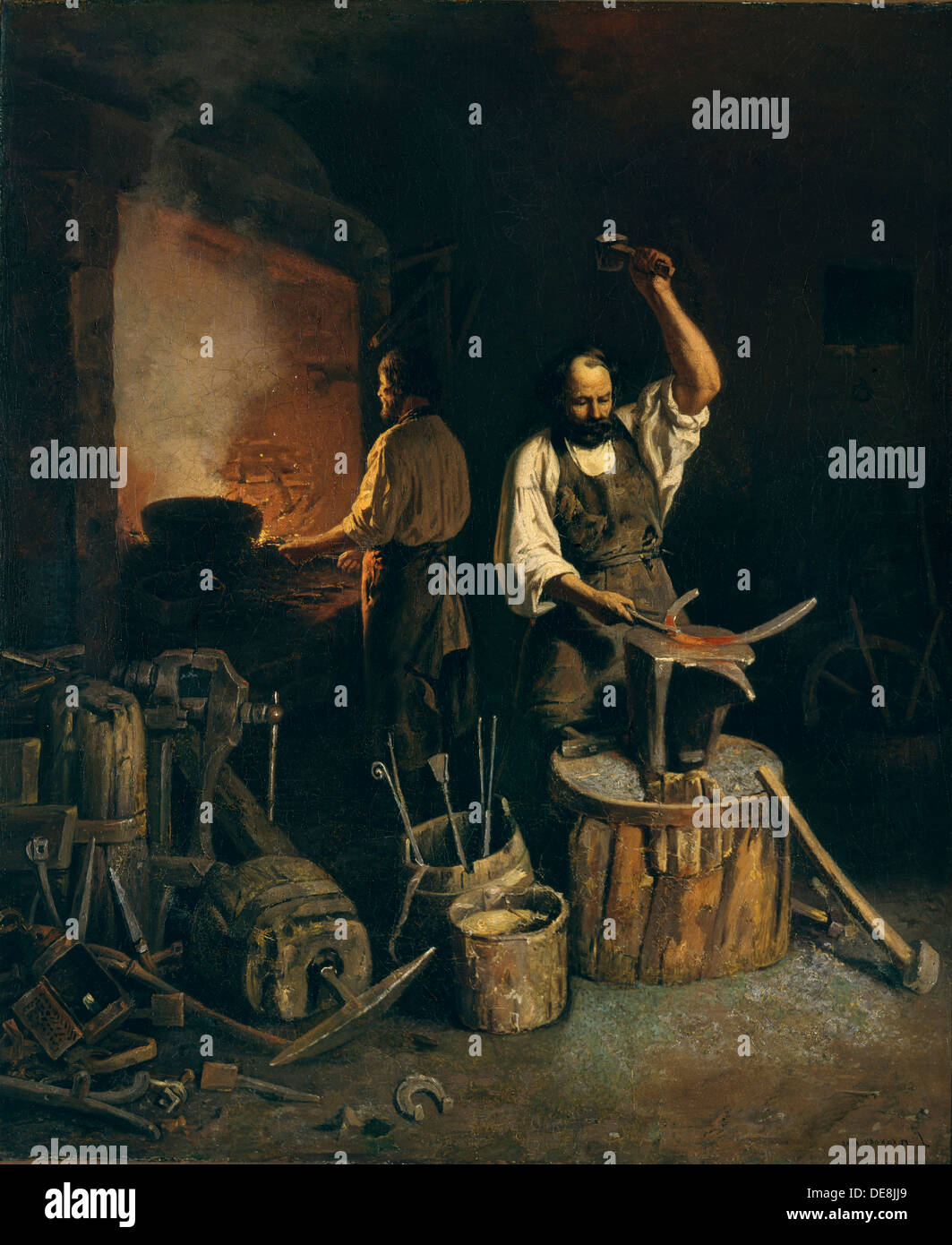 Die Schmiede, 1845. Künstler: Plakhov, Lawr Kuzmitsch (1810-1881) Stockfoto