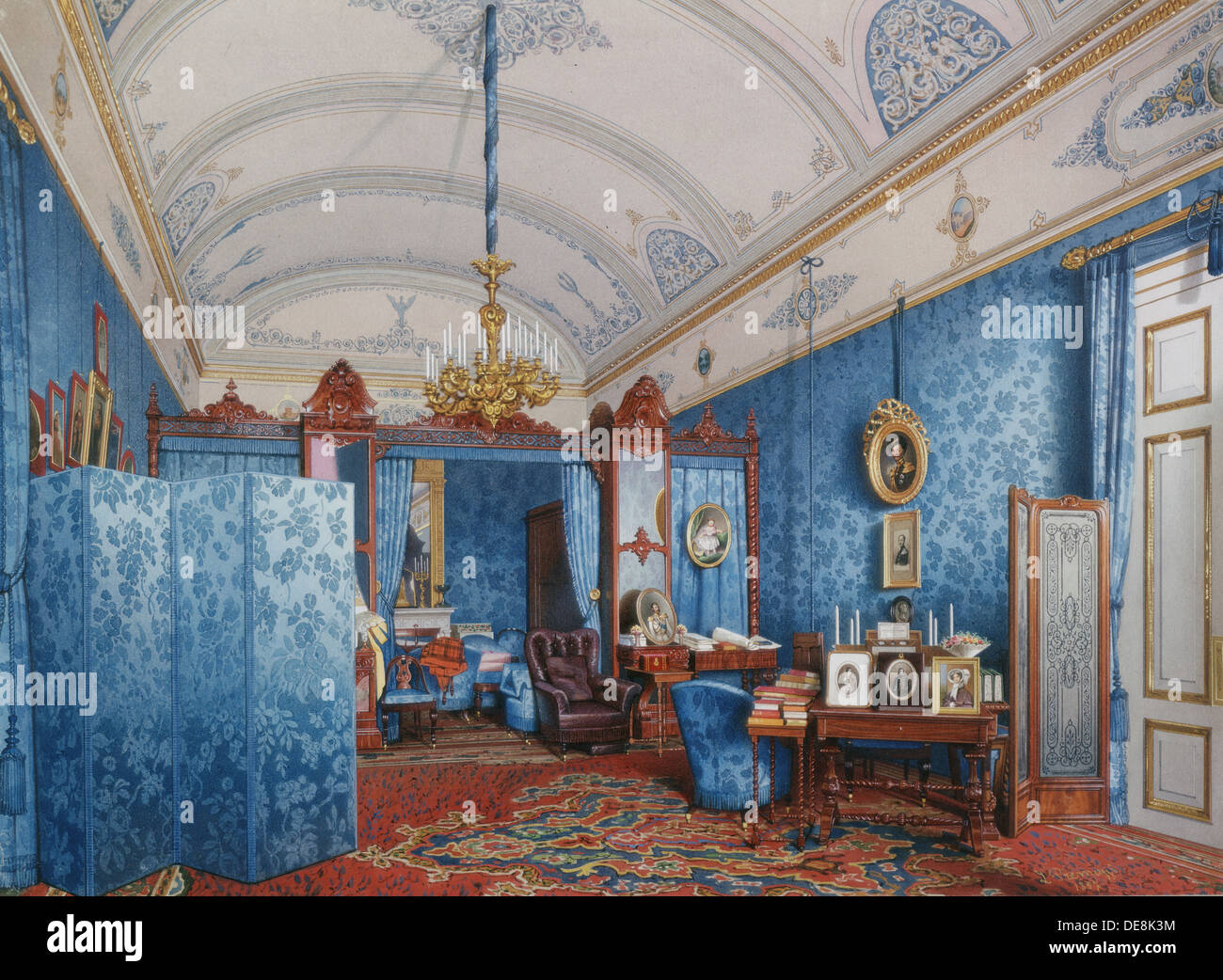 Innenräume des Winter Palace. Die Garderobe der Kaiserin Maria Alexandrowna, 1857. Artist: Premazzi, Ludwig (Luigi) (1814-1891) Stockfoto