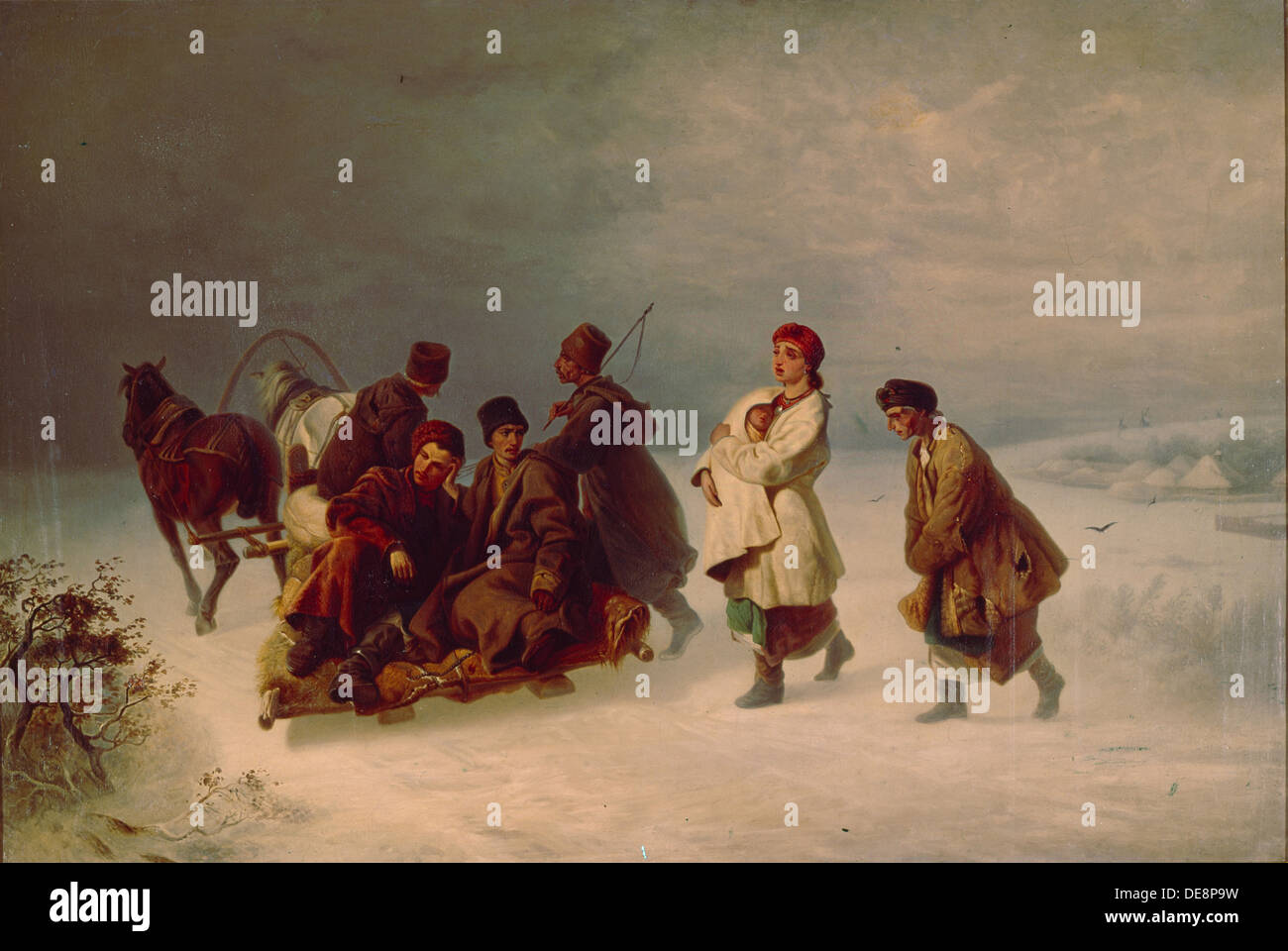Die Rekruten Abschied, 1860. Künstler: Sokolov, Ivan Ivanovich (1823-1918) Stockfoto