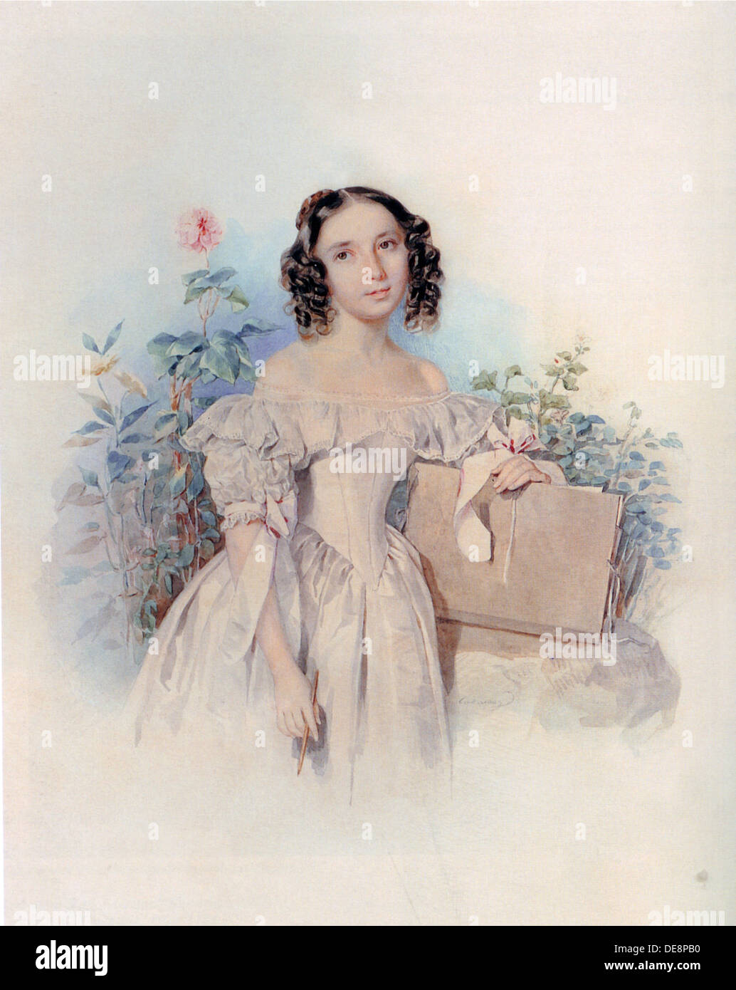 Porträt der Prinzessin Helen Biron von Curland, geb. Meshcherskaya (1818-1843), 1830. Artist: Sokolov, Pjotr Fyodorovich (1791-1848) Stockfoto