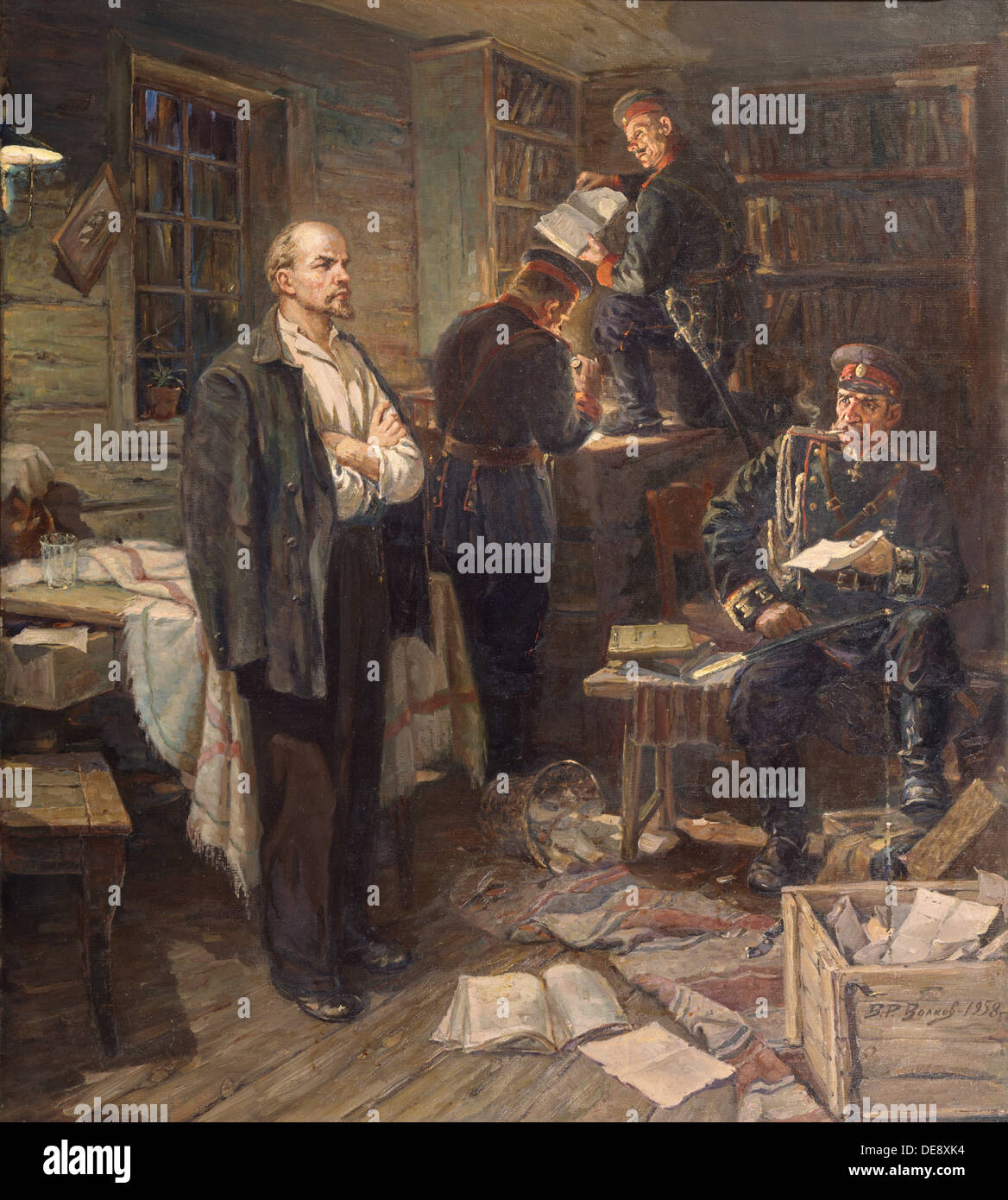 Die Suche in der Lenin Wohnung in Shushenskoye, 1958. Künstler: Volkov, Vasili Romanowitsch (1909 –?) Stockfoto