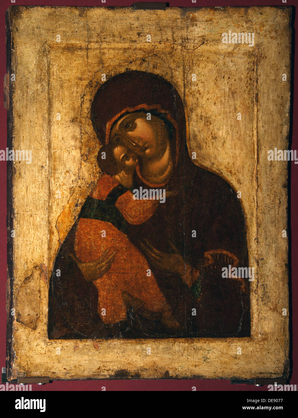 Die Jungfrau von Wladimir, letztes Viertel des 15. Jhs.. Künstler: Russische Ikone Stockfoto
