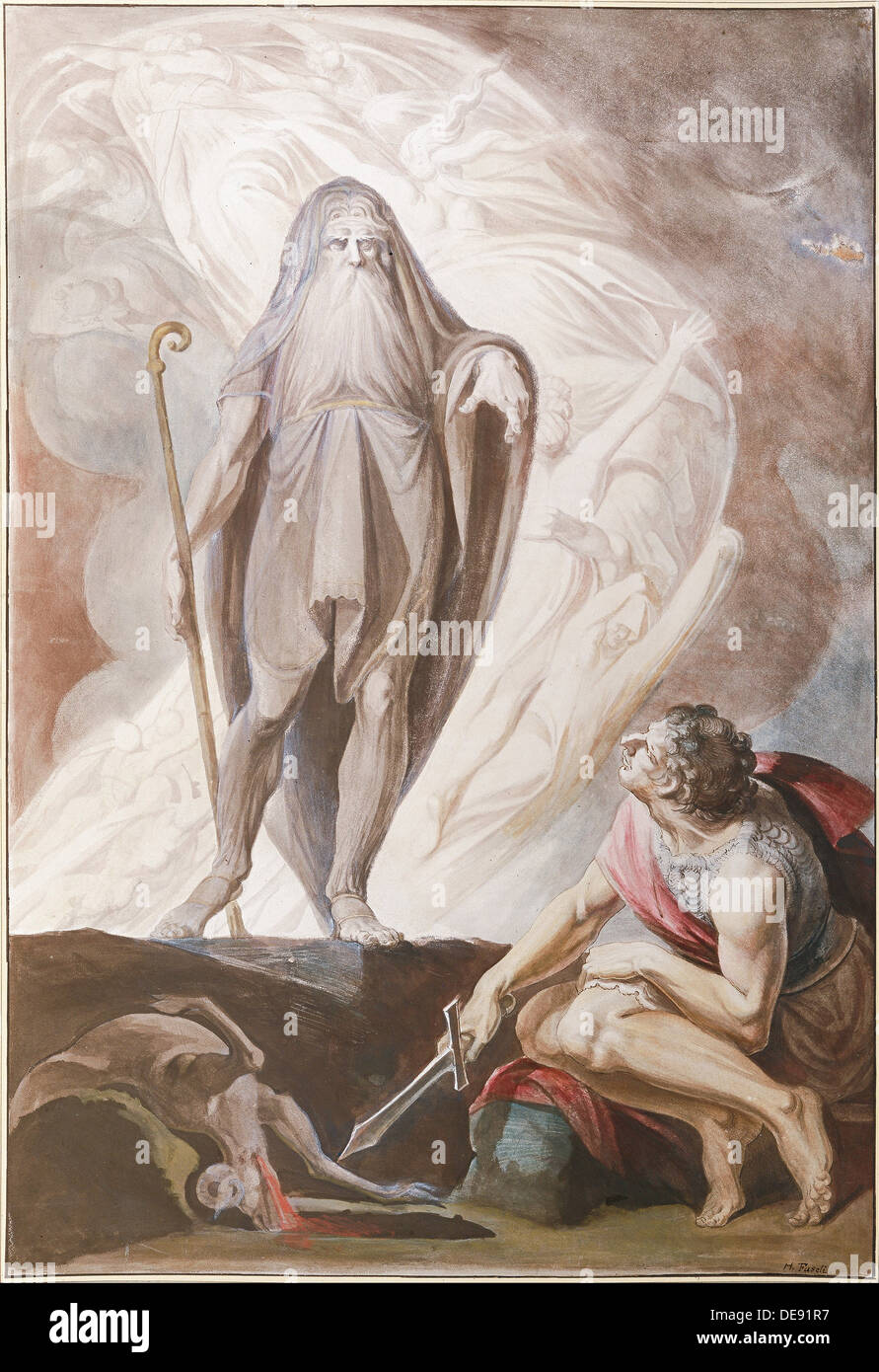 Teiresias kündigt die Zukunft zu Odysseus, 1780-1783. Artist: Füssli (fuseli), Johann Heinrich (1741-1825) Stockfoto