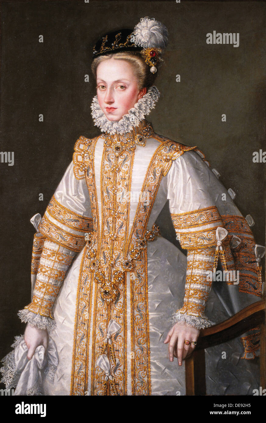 Portrait von Anna von Österreich (1549-1580), Königin von Spanien, 1571. Artist: Coello, Alonso Sánchez (1531-1588) Stockfoto