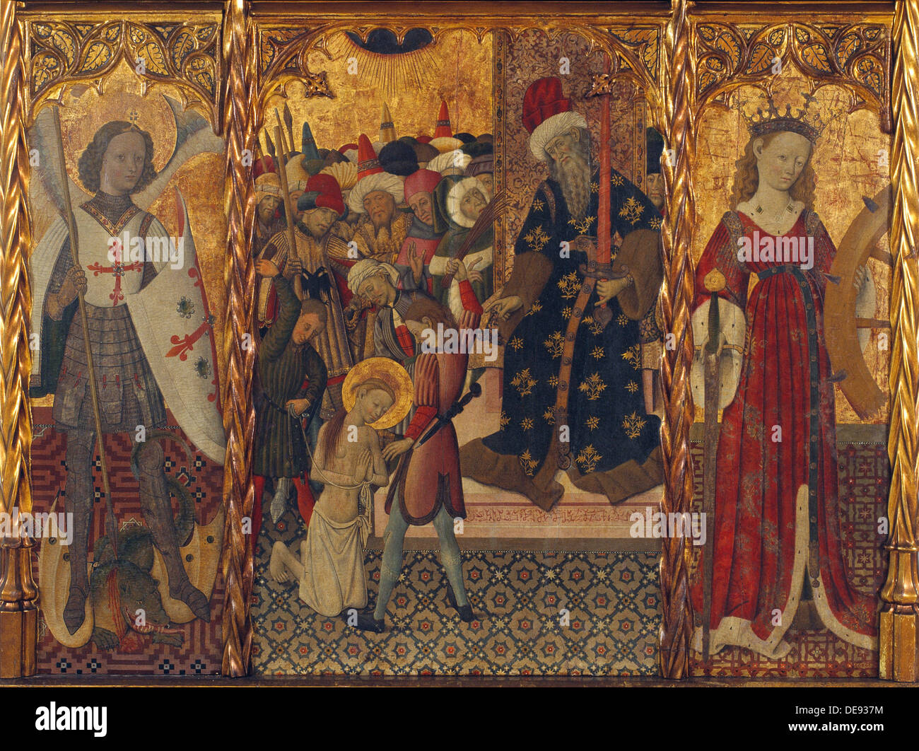 Heiliger Michael, Martyrium der Heiligen Eulalia und Saint Catherine, ca. 1442-1445. Künstler: Martorell, Bernat, der ältere (1390-1452) Stockfoto