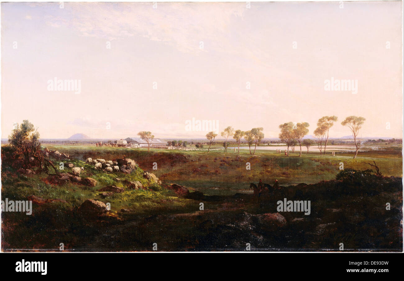 Mount Fyans Woolshed (Woolshed in der Nähe von Camperdown), 1869. Künstler: Buvelot, Louis (1814-1888) Stockfoto