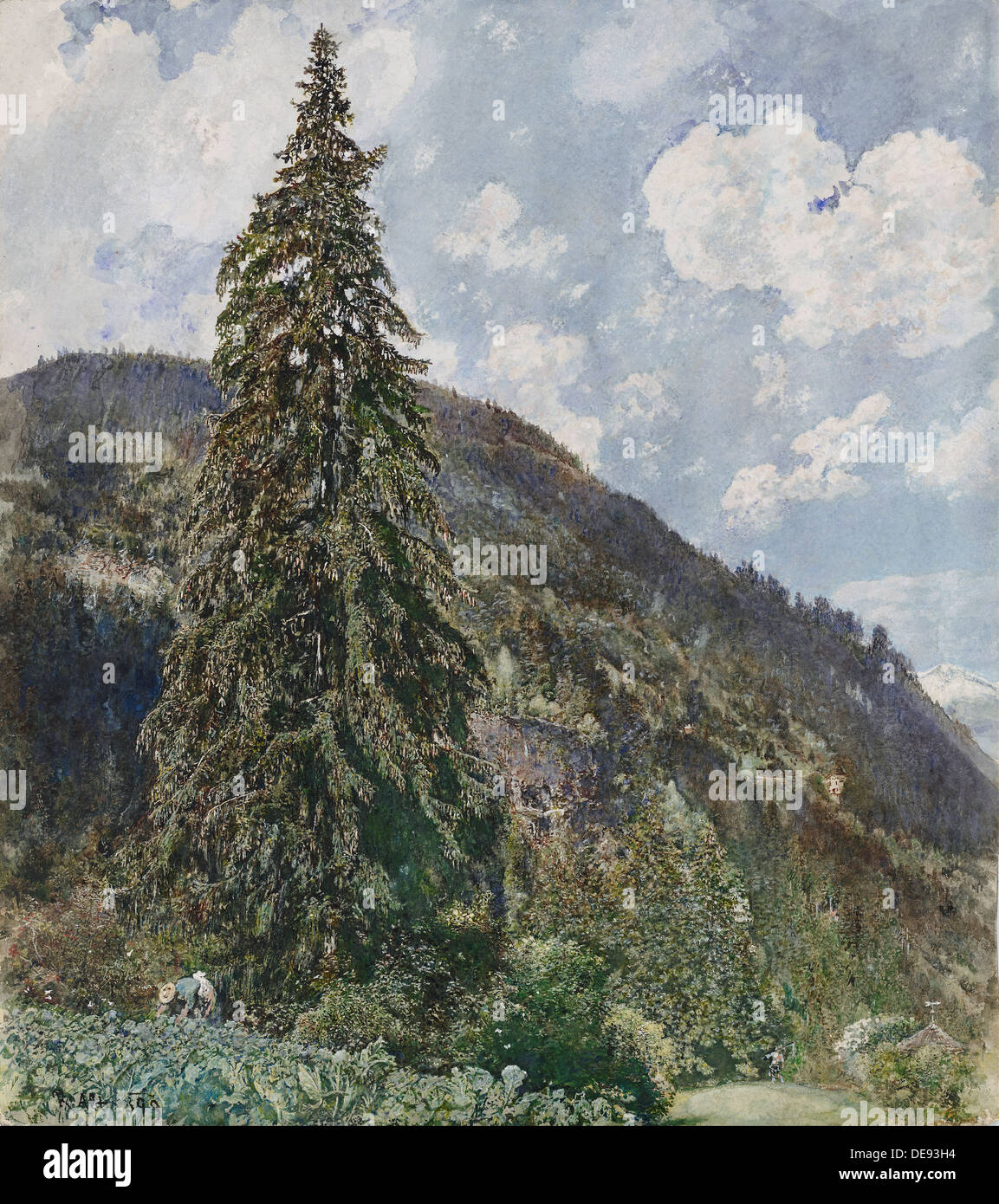 Die alte Fichte in Bad Gastein, 1899. Künstler: Alt, Rudolf von (1812-1905) Stockfoto