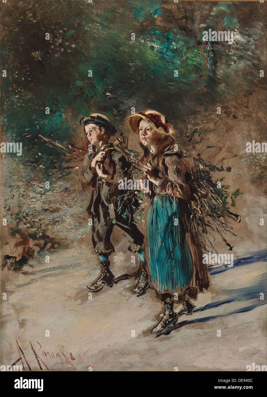 Kinder mit Reisig. Künstler: Romako, Anton (1832-1889) Stockfoto