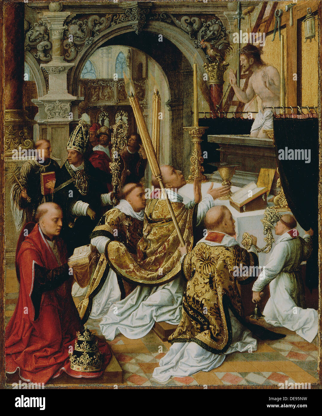 Die Masse des Heiligen Gregor der große, ca. 1510-1520. Künstler: Isenbrant, Adriaen (1490-1551) Stockfoto