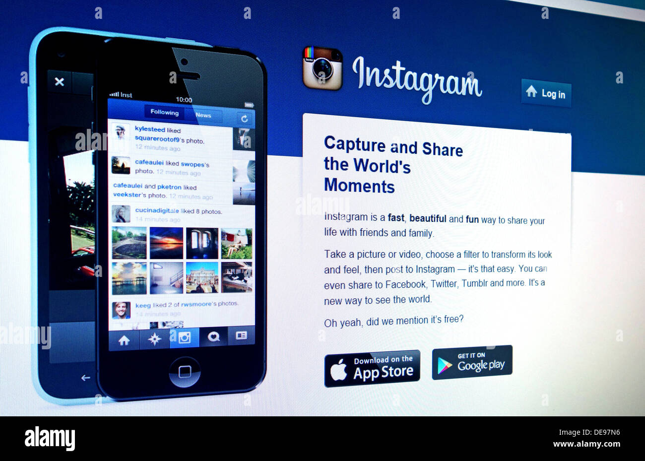 Instagram-Website Stockfoto