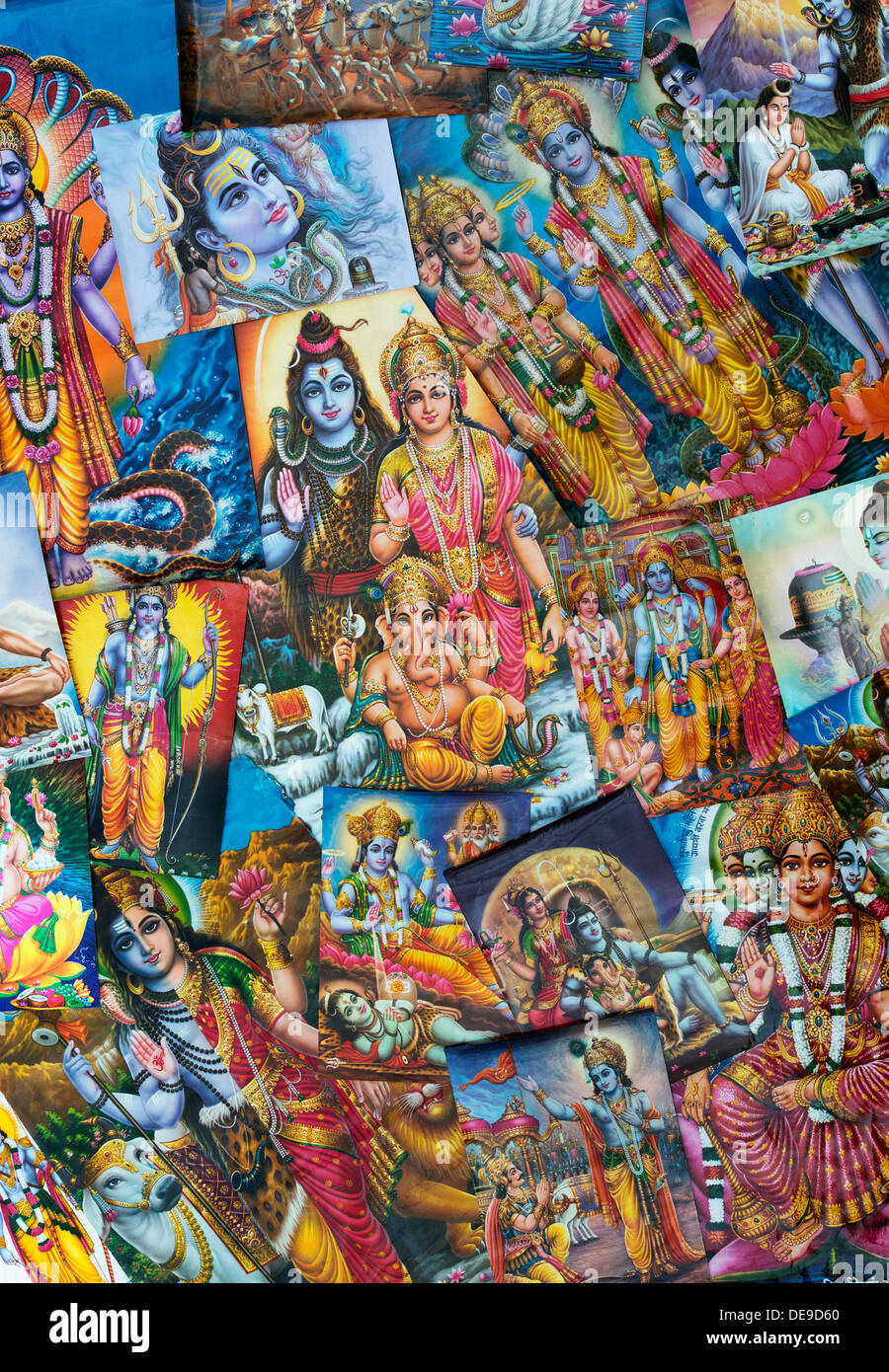 Indische Gottheiten auf Hindu Poster Stockfoto Indische Gottheiten auf Hindu Poster Stockfoto