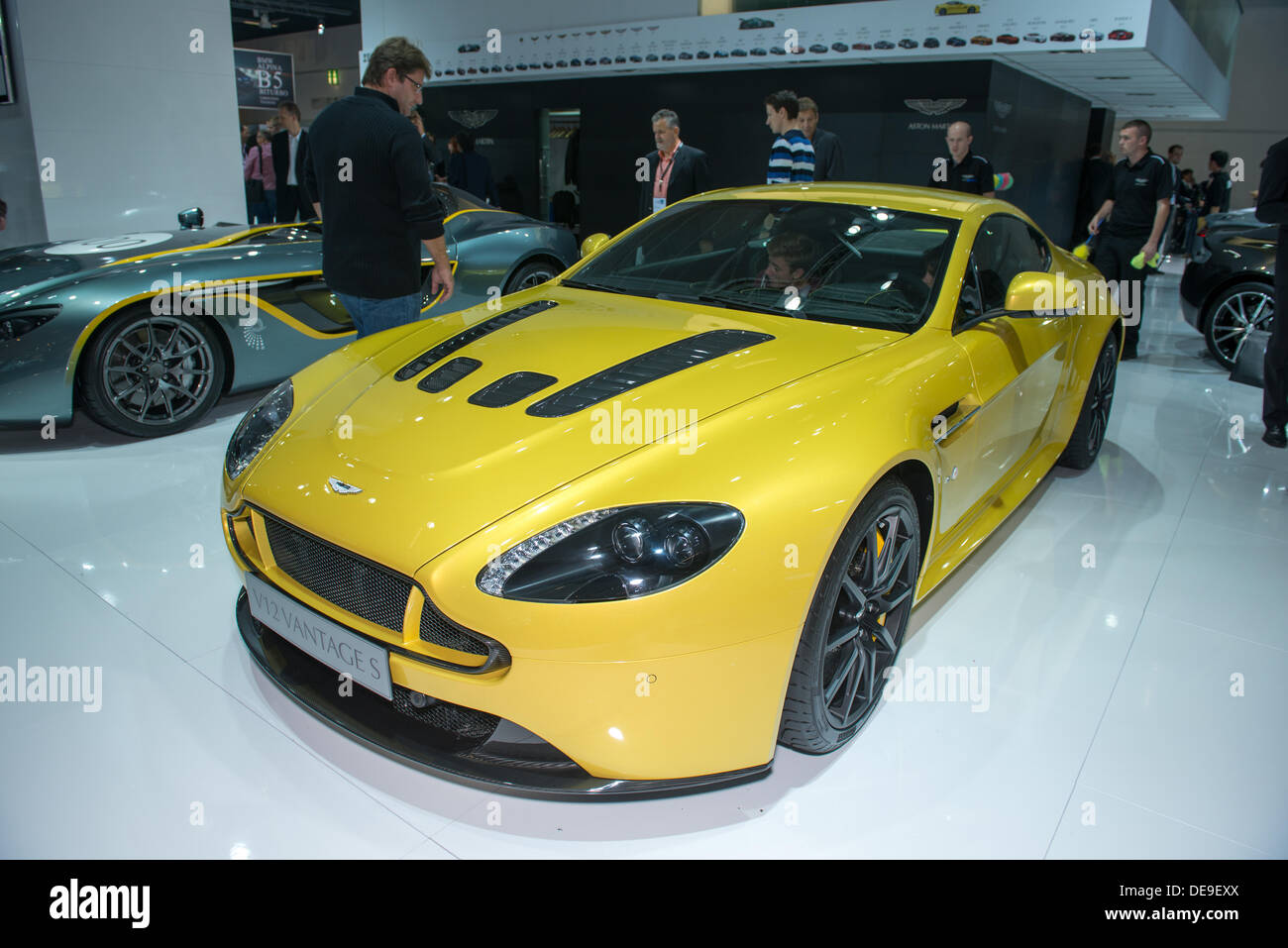 FRANKFURT, GERMANY - SEPTEMBER 11: Frankfurt Internationale Automobil-Ausstellung (IAA) 2013. Aston Martin V12 Vantage S - Europapremiere Stockfoto