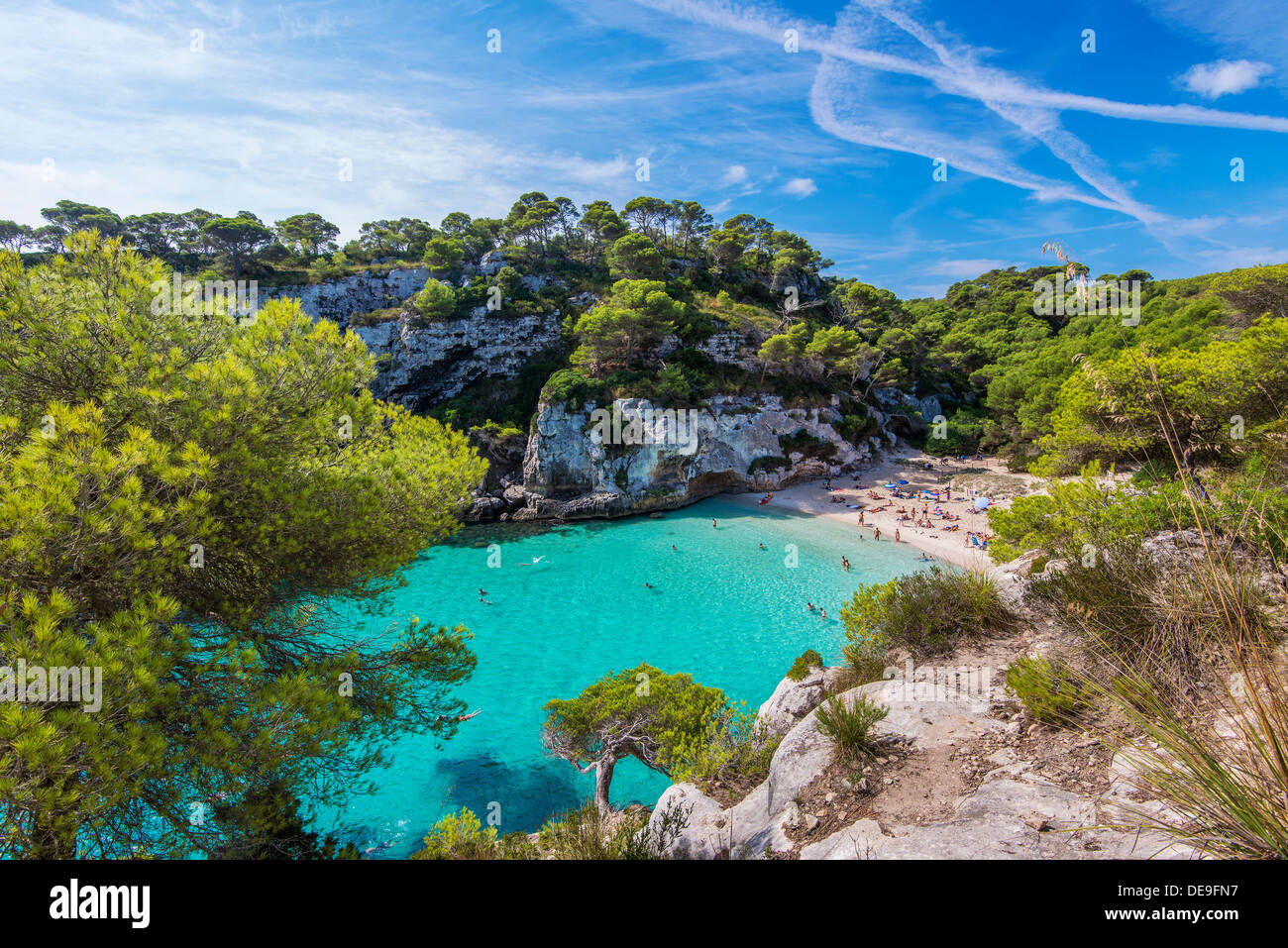 Cala Macarelleta Strand, Menorca oder Menorca, Balearen, Spanien Stockfoto