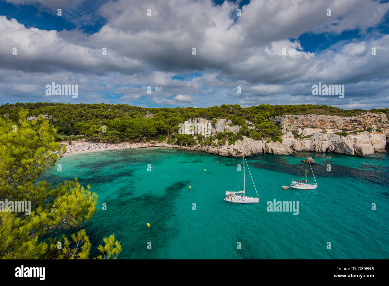 Strand Cala Macarella, Menorca oder Menorca, Balearen, Spanien Stockfoto