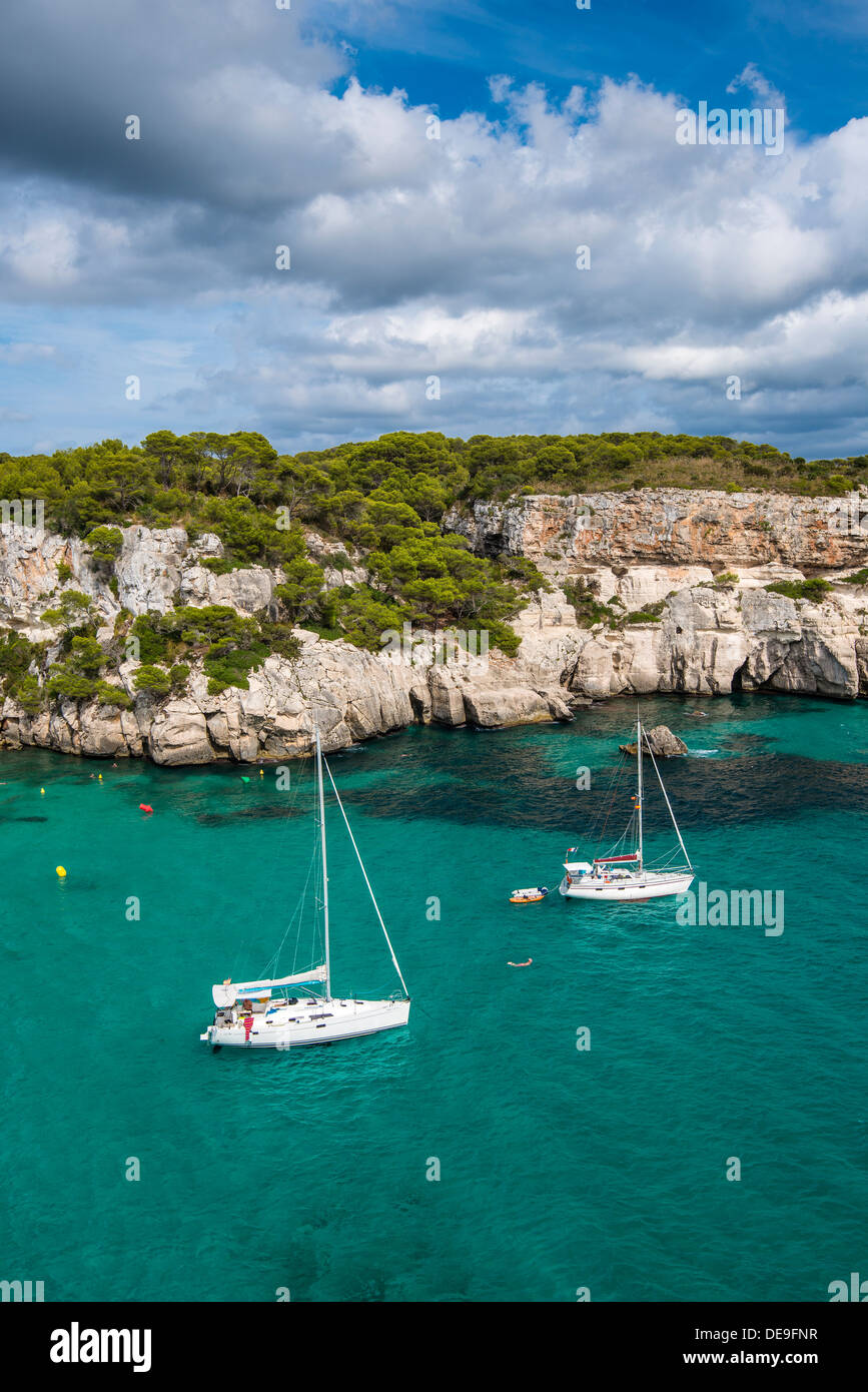 Strand Cala Macarella, Menorca oder Menorca, Balearen, Spanien Stockfoto