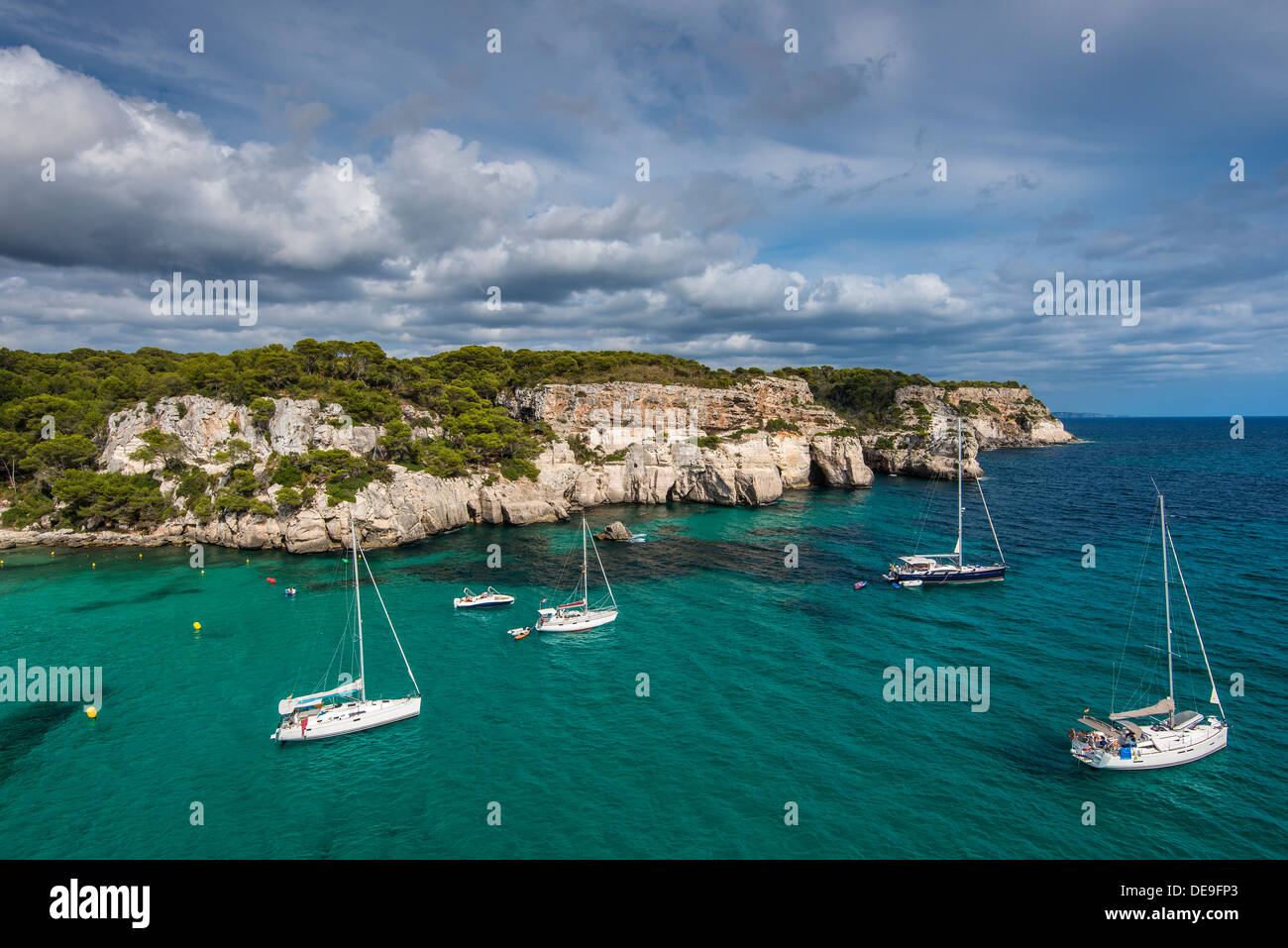 Strand Cala Macarella, Menorca oder Menorca, Balearen, Spanien Stockfoto