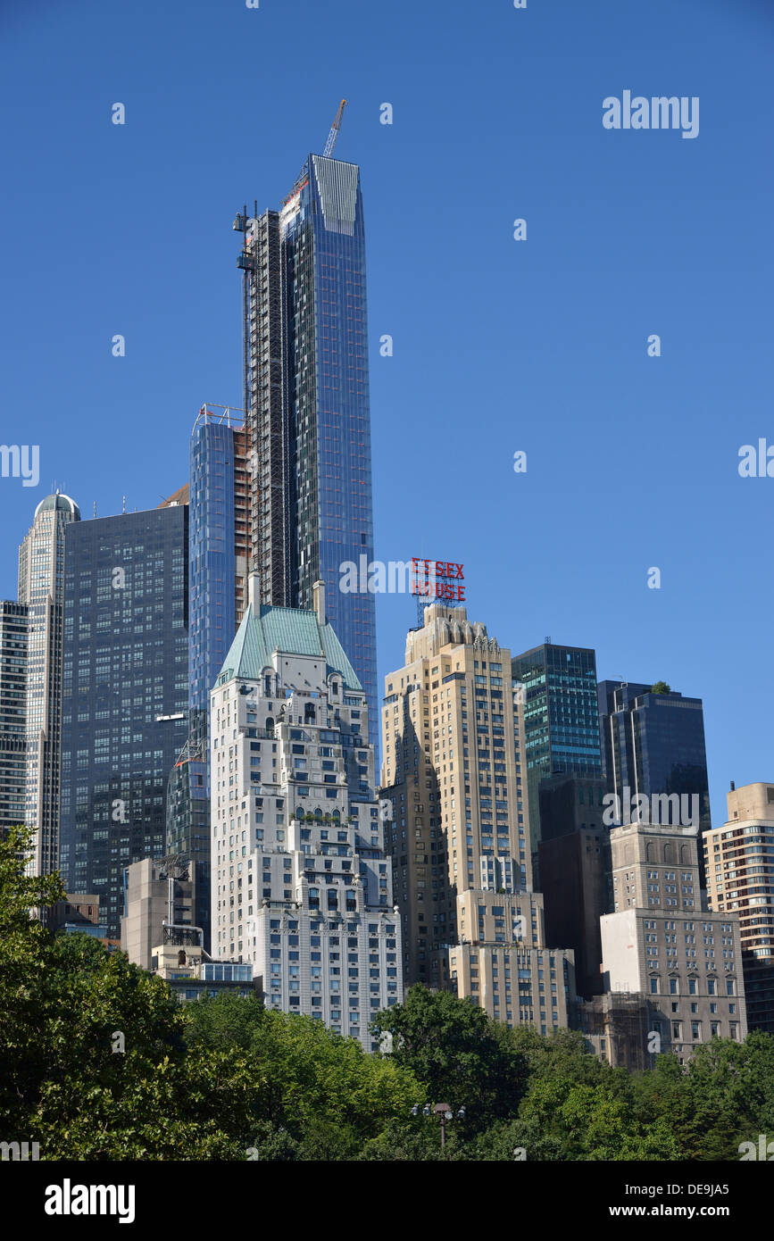 Apartmenthouses Central Park South, Manhattan, New York City, New York, USA Stockfoto