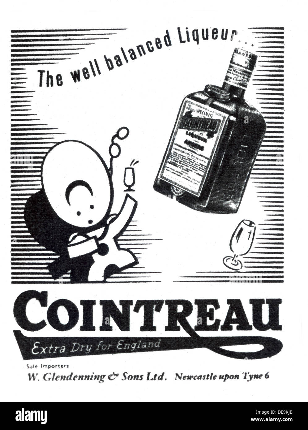 Cointreau Orange gewürzt Likör Anzeige im Jahr 1954 Stockfoto