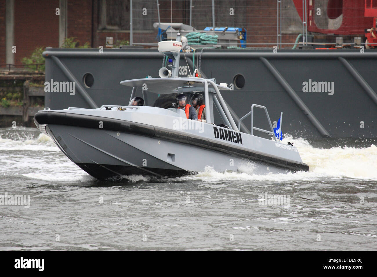 Damen Interceptor 1102 entwickelt für Polizei, Küstenwache und Marine zeigt auf der DSEi 2013 in Londons Docklands Stockfoto