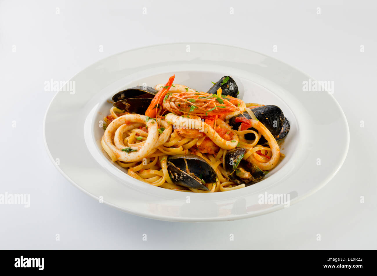 Linguine-Meeresfrüchte Stockfoto