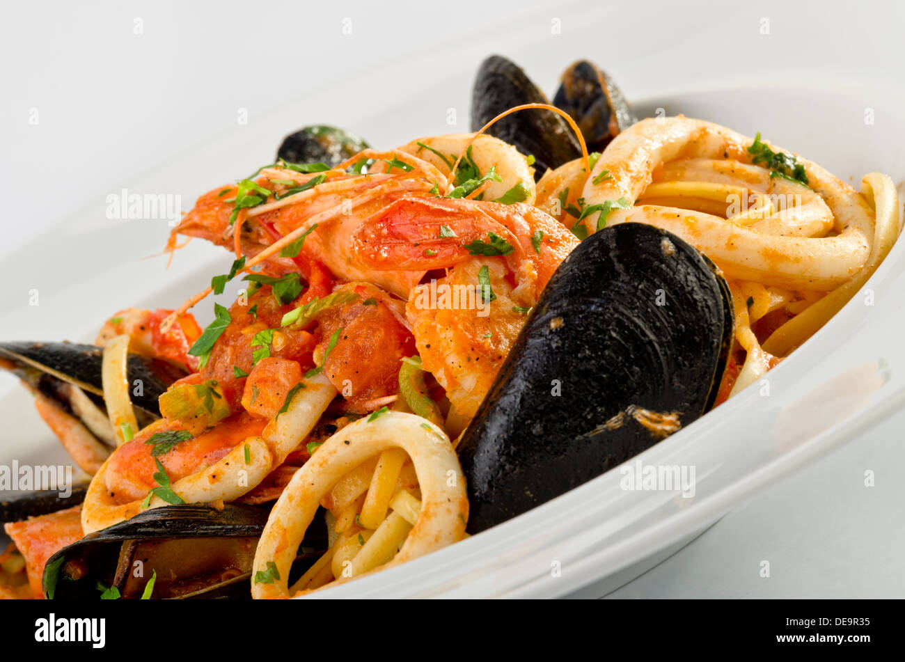 Linguine-Meeresfrüchte Stockfoto