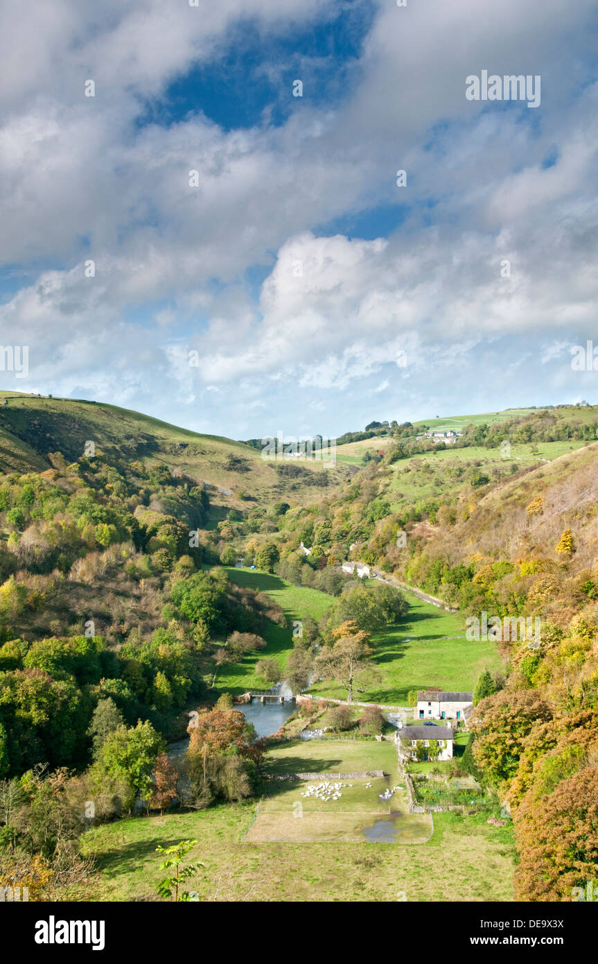Monsal Dale und River Wye, Peak District National Park, Derbyshire, England, Vereinigtes Königreich Stockfoto