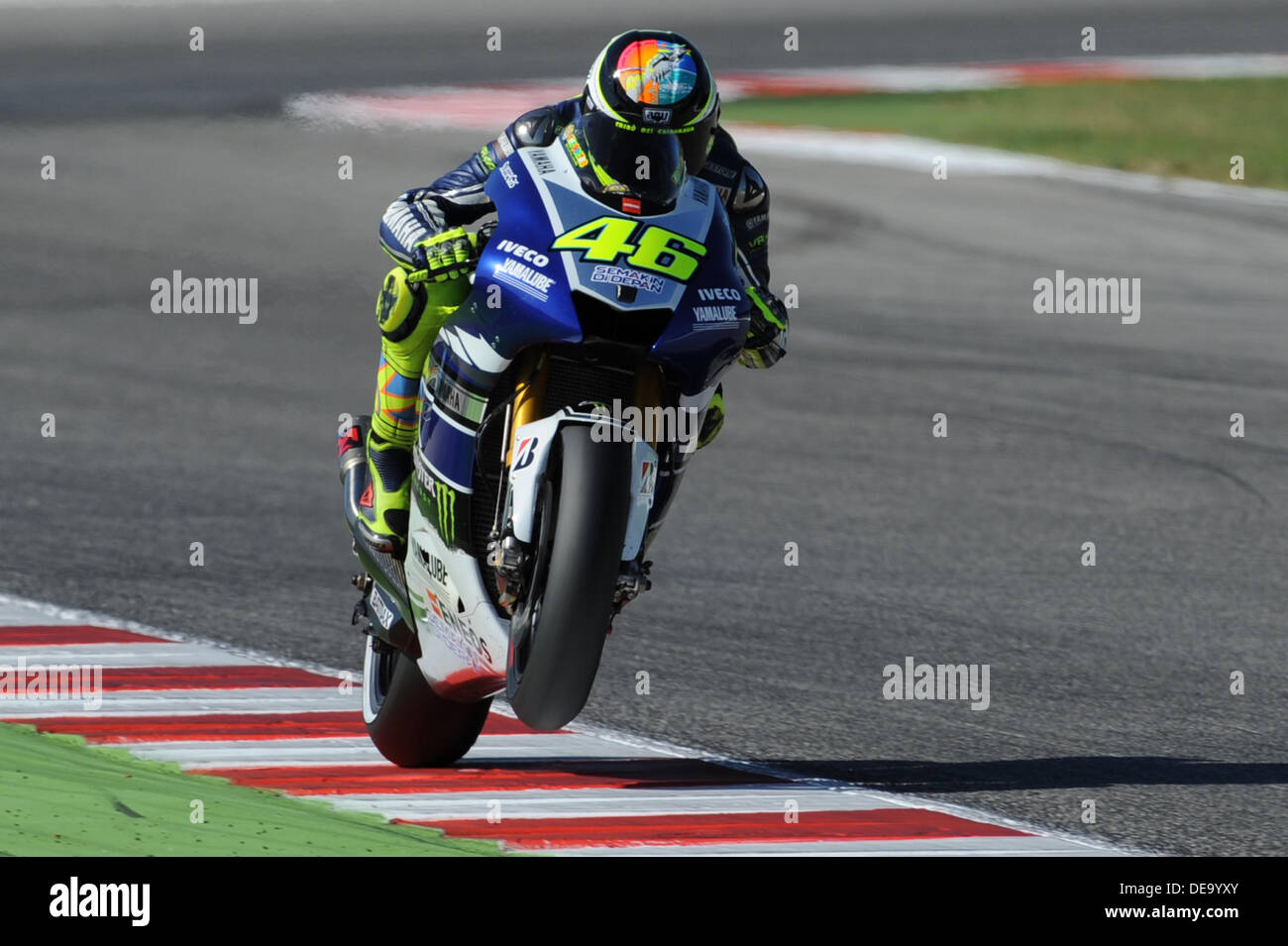 Misano Adriatico, Italien. 14. September 2013. Valentino Rossi (Yamaha Factory Racing), während die Qualifiyng Sessions im Misano Circuit Credit: Gaetano Piazzolla/Alamy Live News Stockfoto