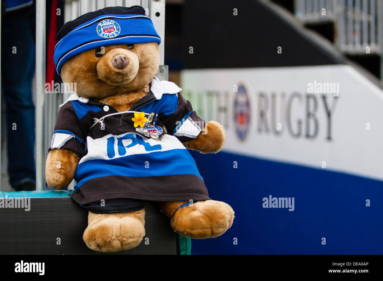 BATH, UK - Samstag, 14. September 2013. Aktion von der Aviva Premiership-match zwischen Bath Rugby und Leicester Tigers. Bildnachweis: Graham Wilson/Alamy Live-Nachrichten Stockfoto