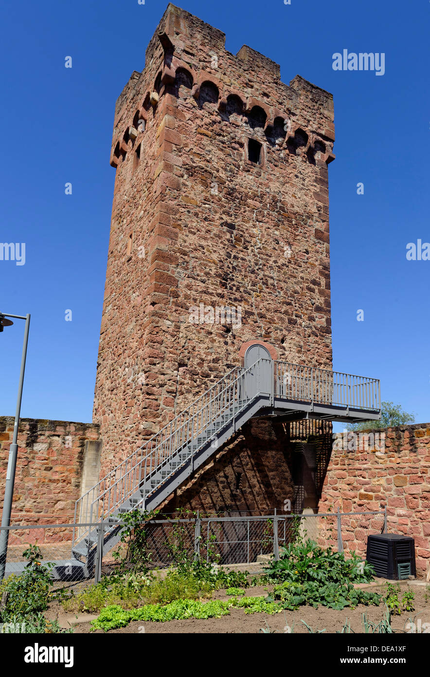 Turm der Stadtmauer Wörth/Main, Bayern, Deutschland Stockfoto