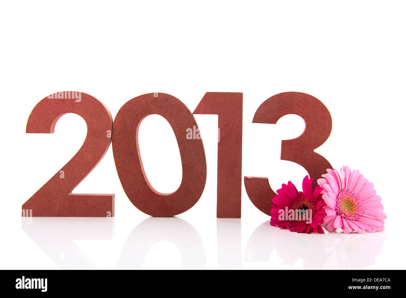 Jahr 2013 in Zahlen mit Blumen Stockfoto