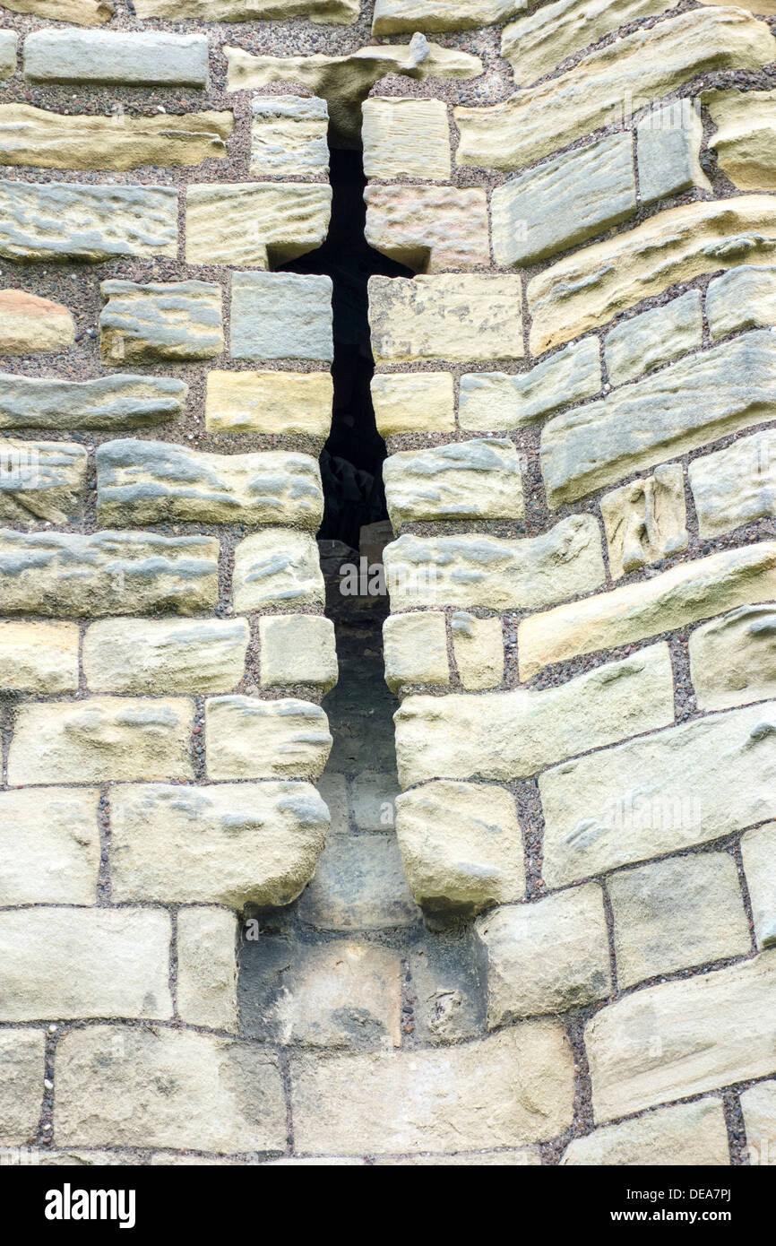 Detail von Warkworth Castle, Heimat der Familie c1200 Pfeil Schlitz Percy Stockfoto