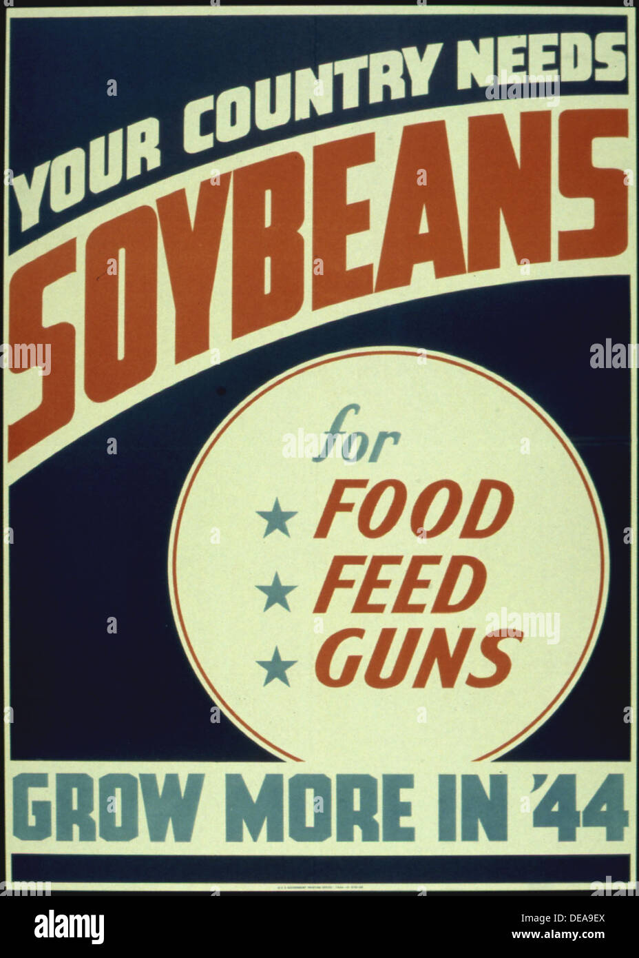 IHR LAND BRAUCHT SOJABOHNEN, FÜR NAHRUNG ERNÄHRT SICH WAFFEN. WACHSEN MEHR IN 44 516252 Stockfoto