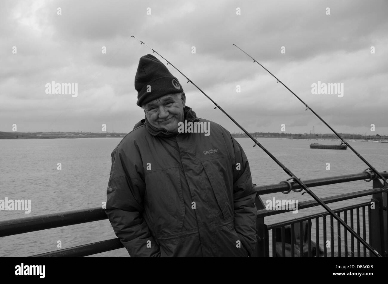 Fischer auf der Themse in Erith kent Stockfoto