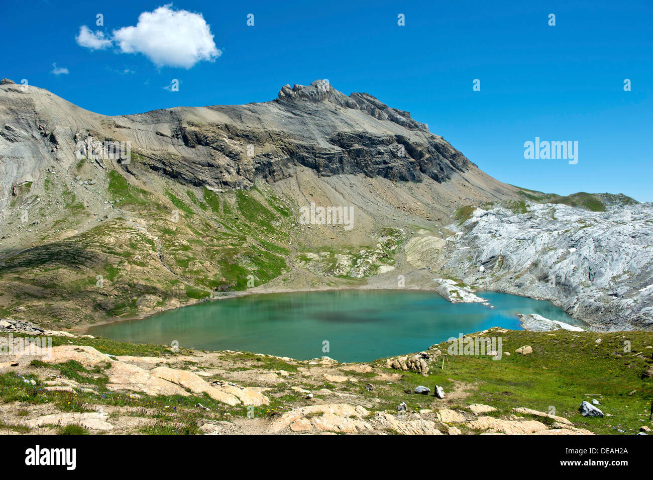 Lac des Autannes, See in den Bergen, Berner Alpen, Kanton Wallis, Schweiz Stockfoto