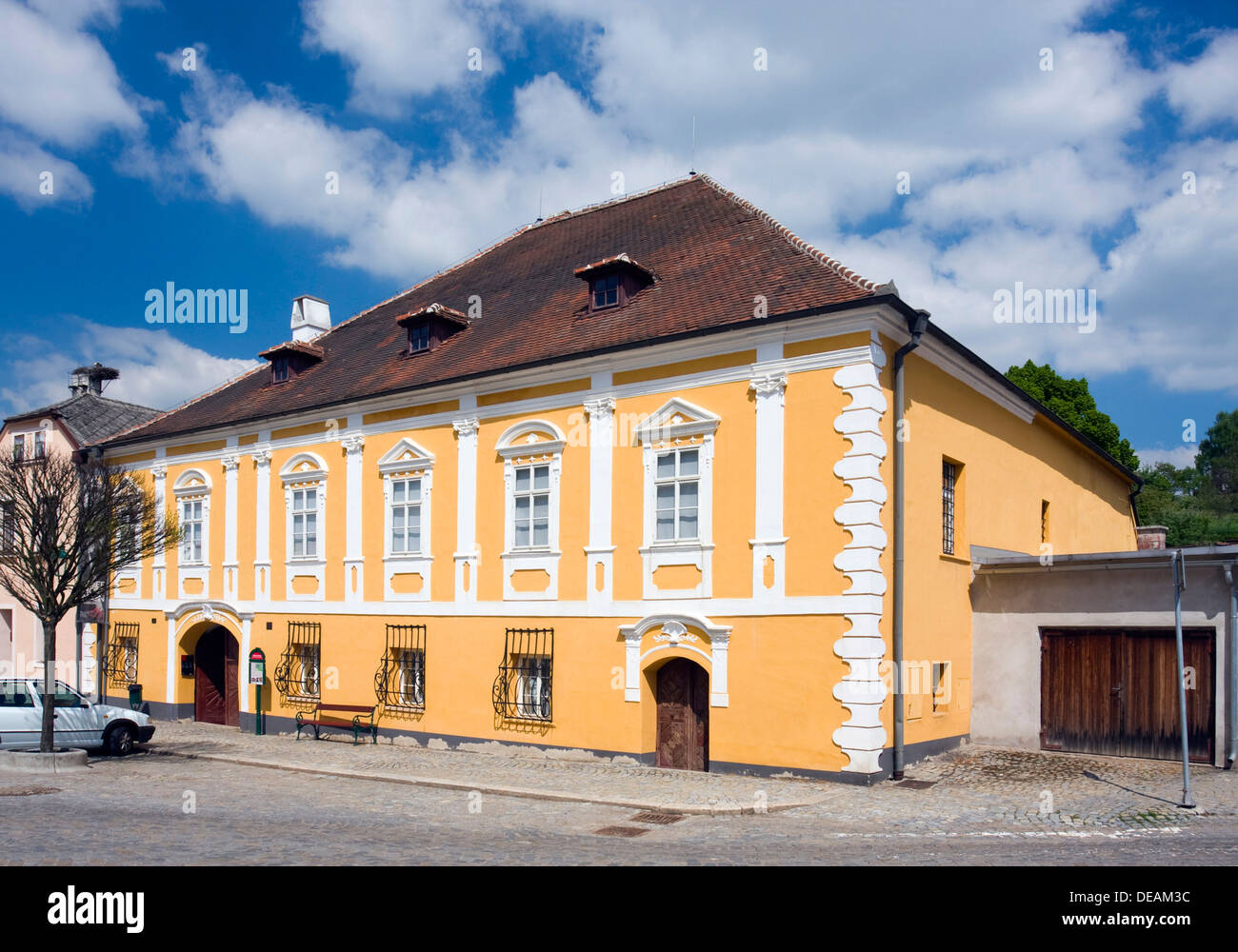 Geburtshaus von Josef Hoffmann, beherbergt jetzt die Jihlava Josef Hoffmann Museum, Brtnice, Bezirk, Region Vysocina Stockfoto