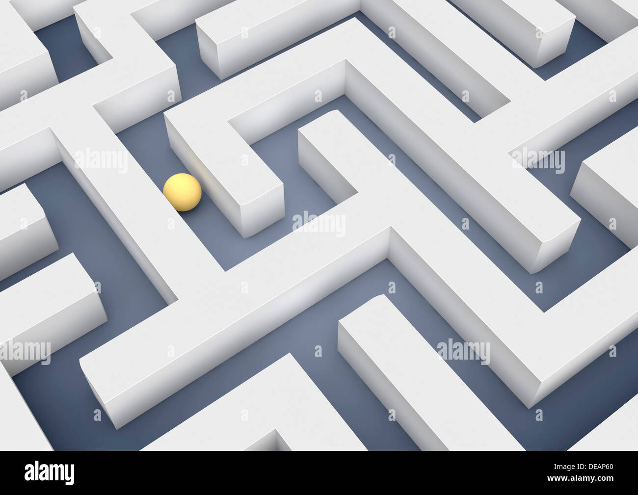 Labyrinth, Irrgarten, mit einem Ball oder Kugel, symbolisches Bild für "Path to Success" Suche, 3D illustration Stockfoto