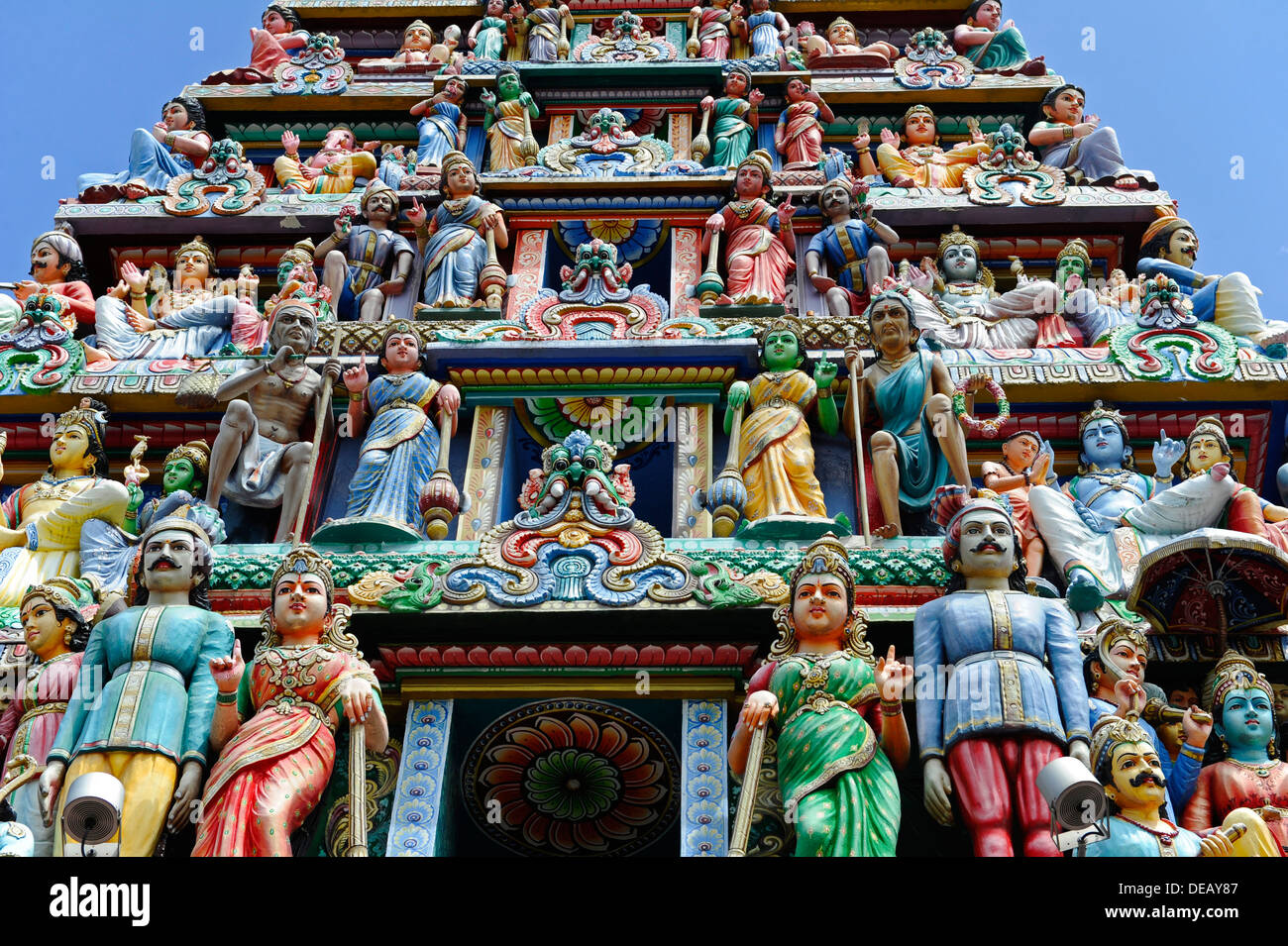 Der Sri-Mariamman-Tempel ist der älteste Hindutempel in Singapur. Stockfoto