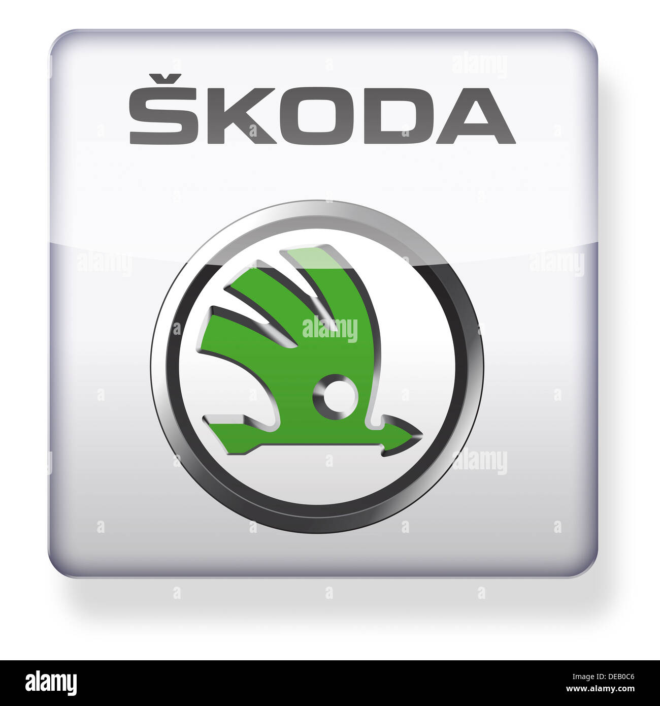 Skoda-Logo als ein app-Symbol. Clipping-Pfad enthalten. Stockfoto