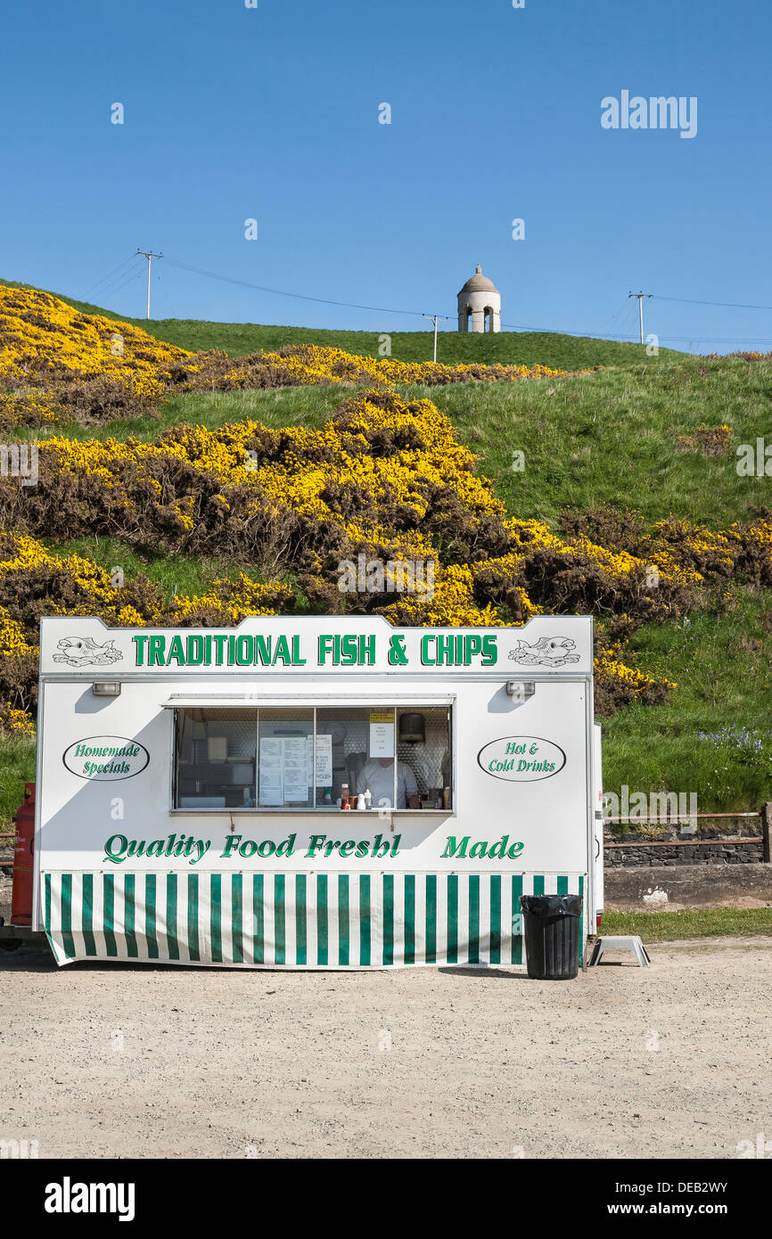 Fisch & Chips Wohnwagen in Banff, Schottland Stockfoto