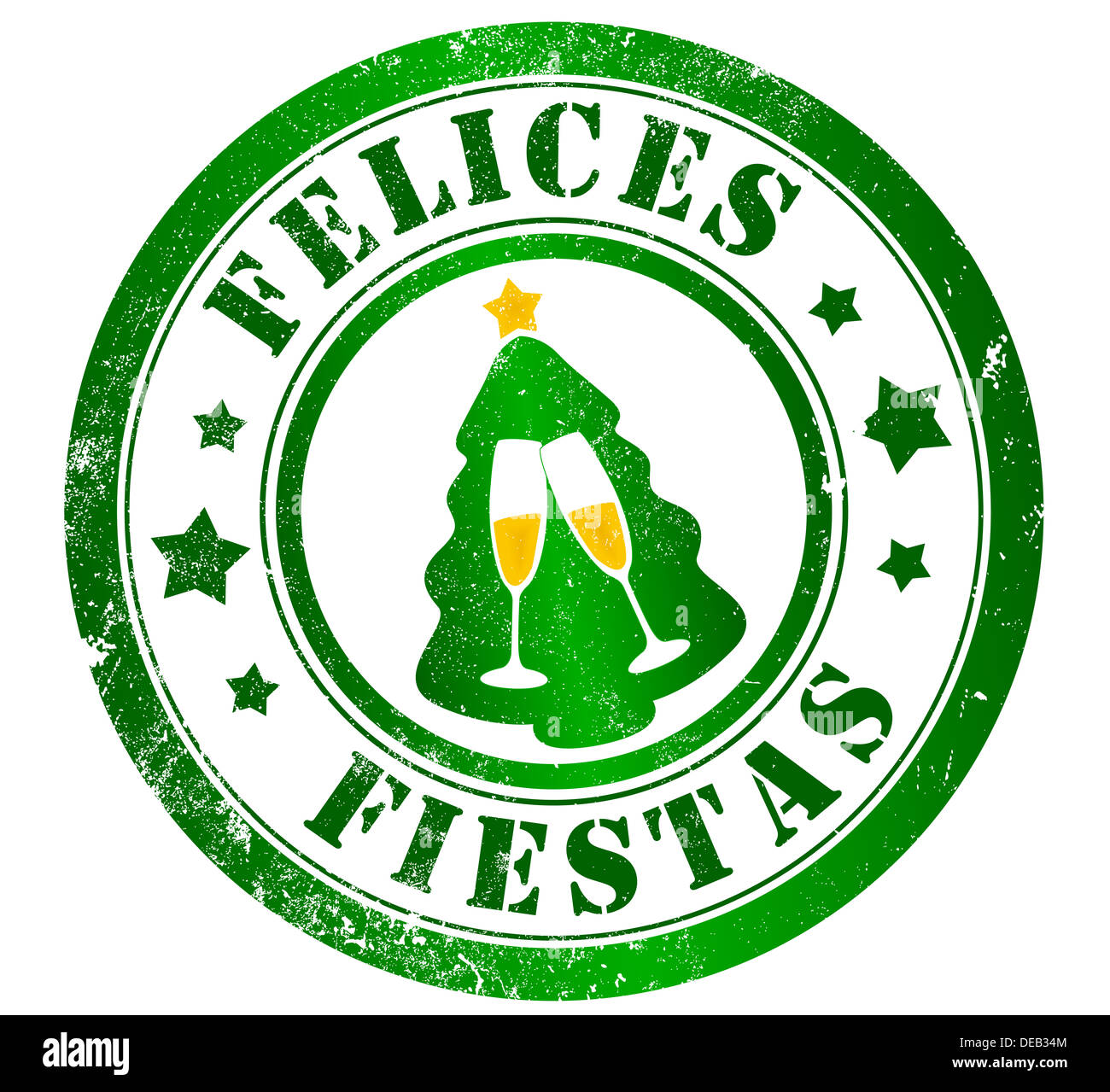 Frohe Feiertage Grunge Stempel, in spanischer Sprache Stockfoto